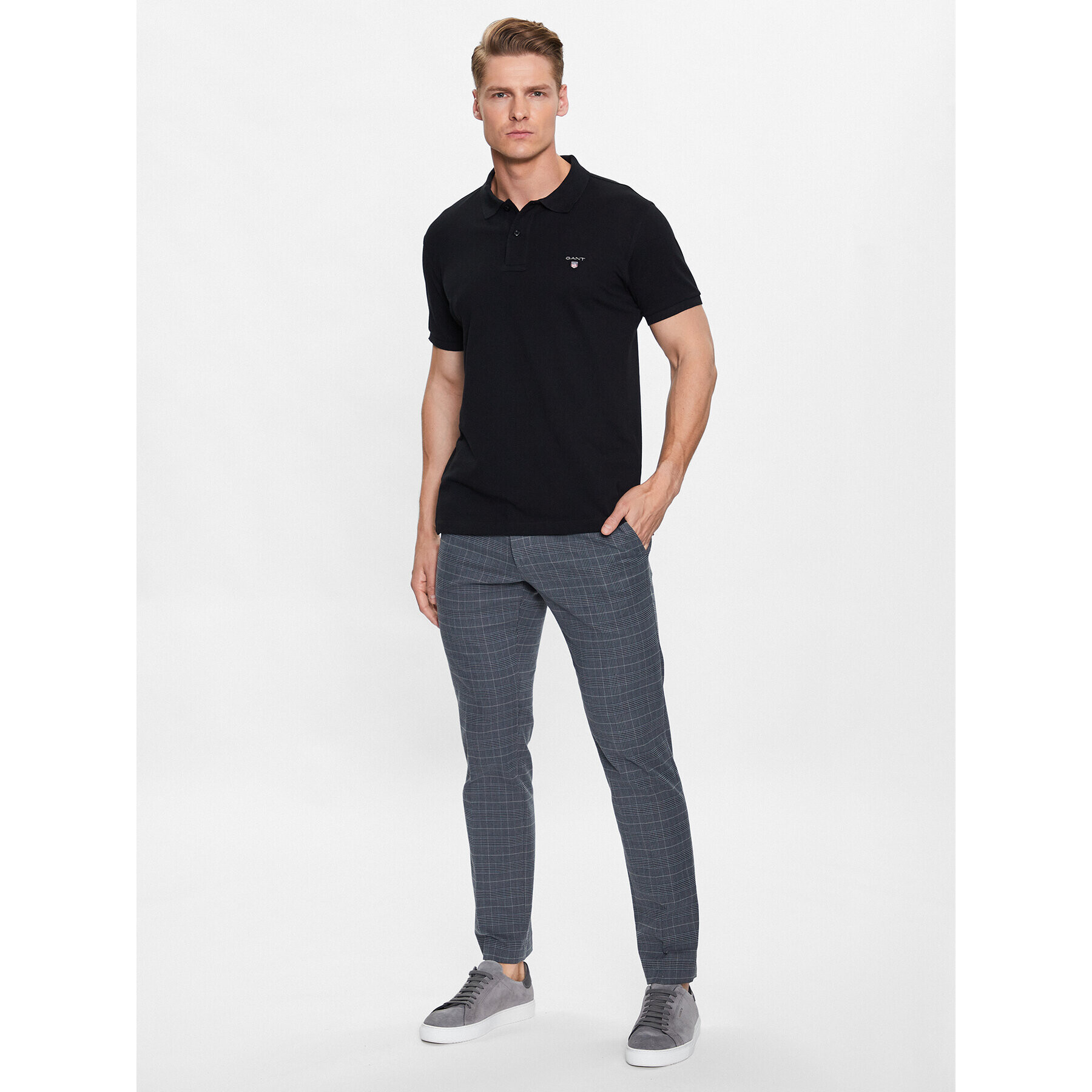 Gant Тениска с яка и копчета The Original 2202 Черен Slim Fit - Pepit.bg