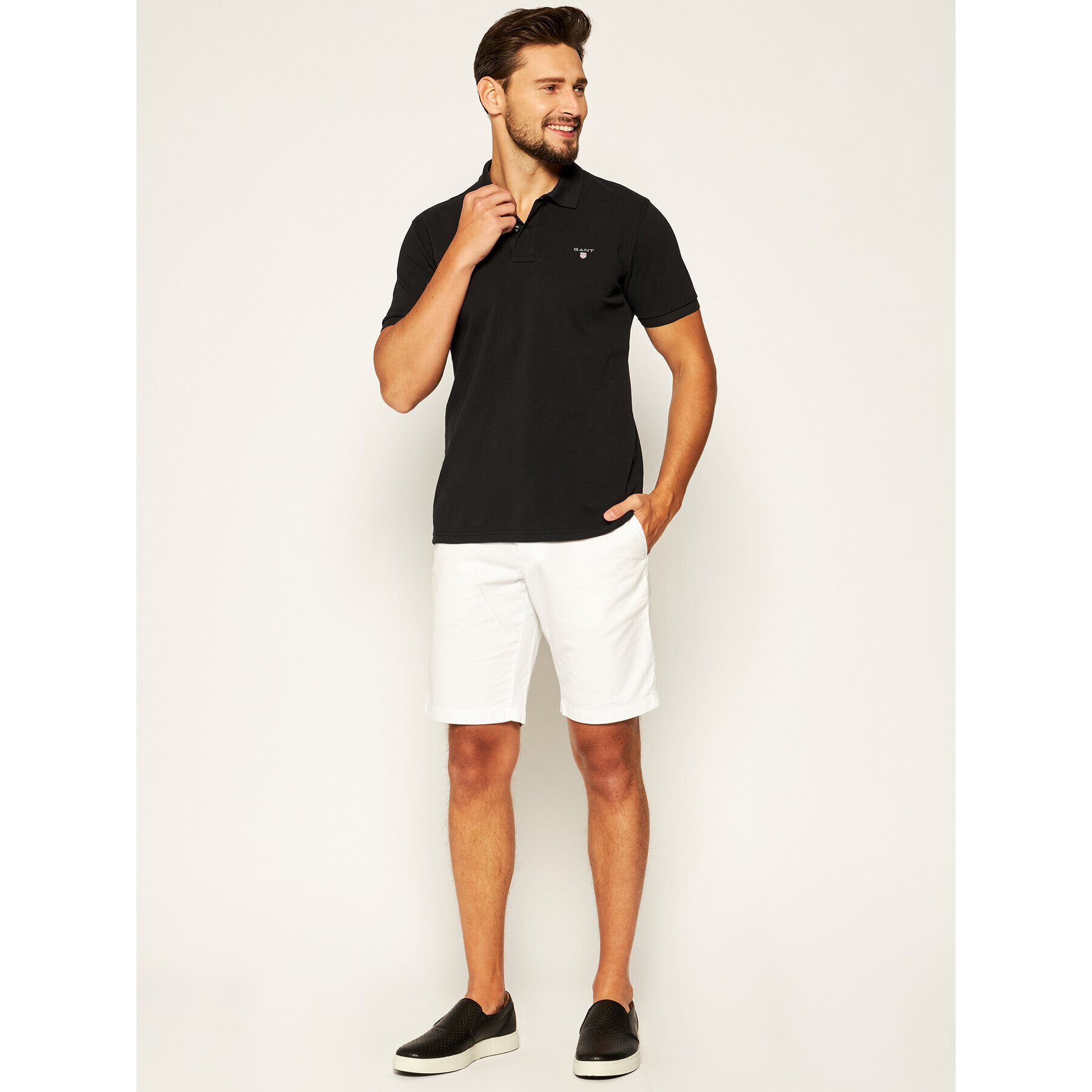 Gant Тениска с яка и копчета 2201 Черен Regular Fit - Pepit.bg