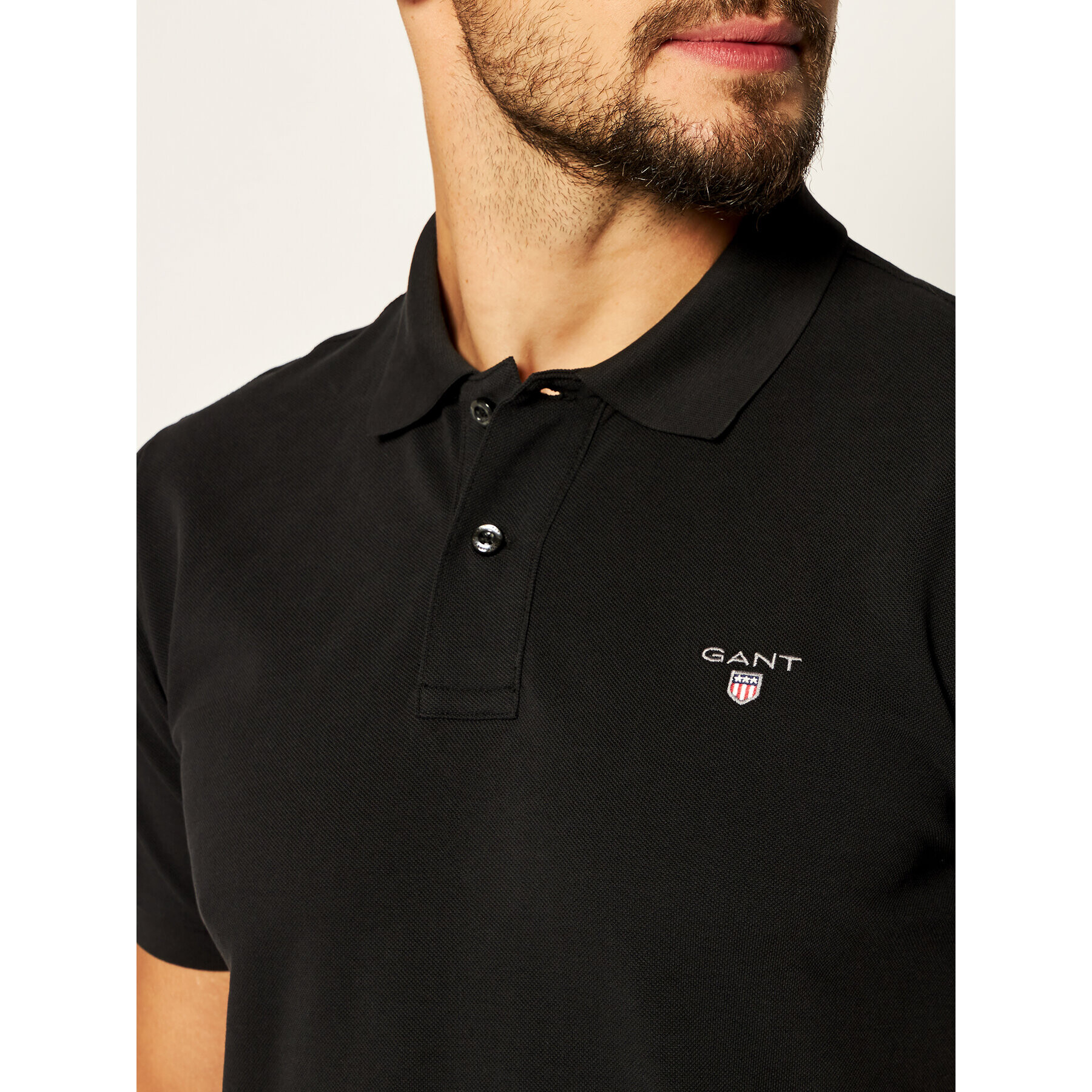 Gant Тениска с яка и копчета 2201 Черен Regular Fit - Pepit.bg