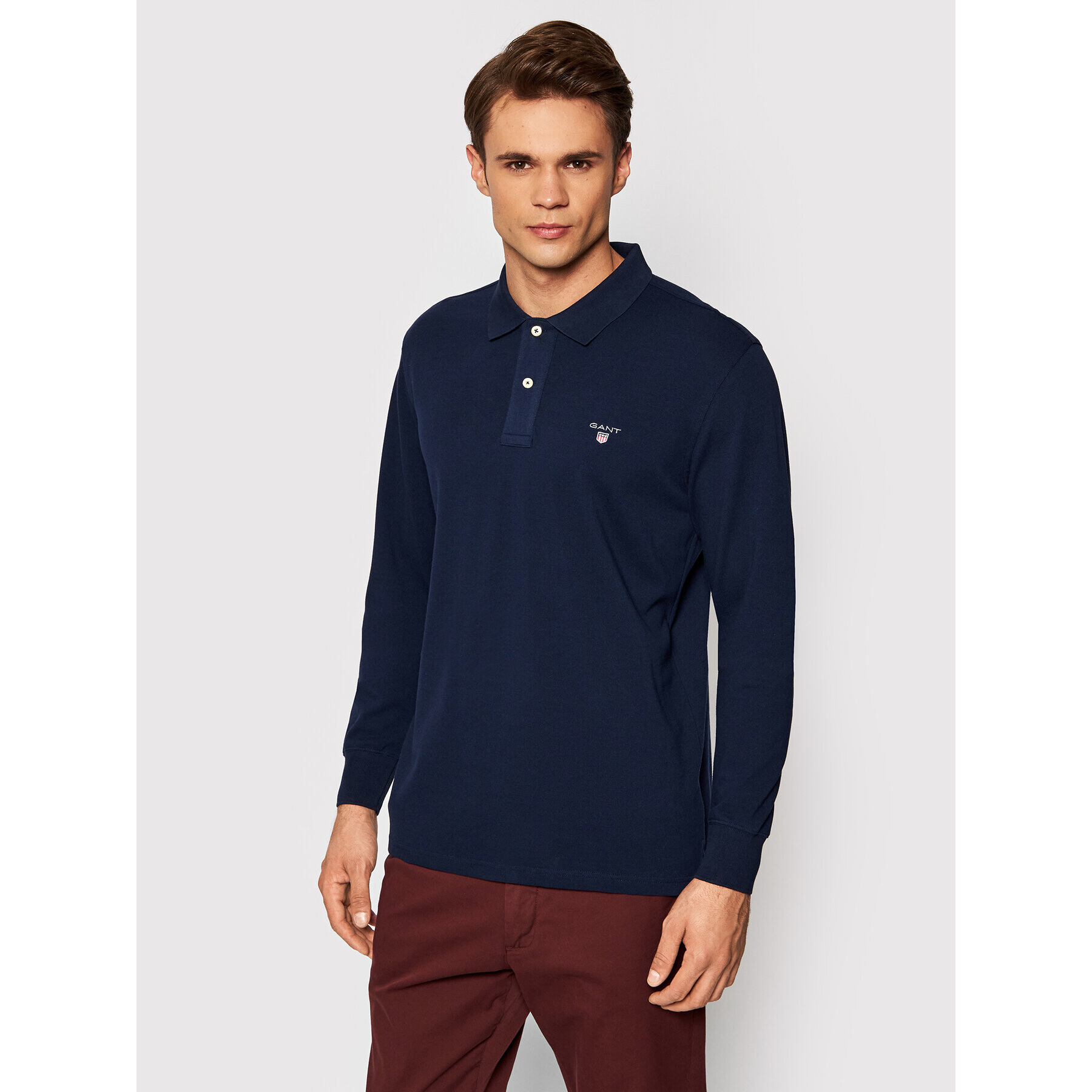 Gant Тениска с яка и копчета The Original Pique 5201 Тъмносин Regular Fit - Pepit.bg