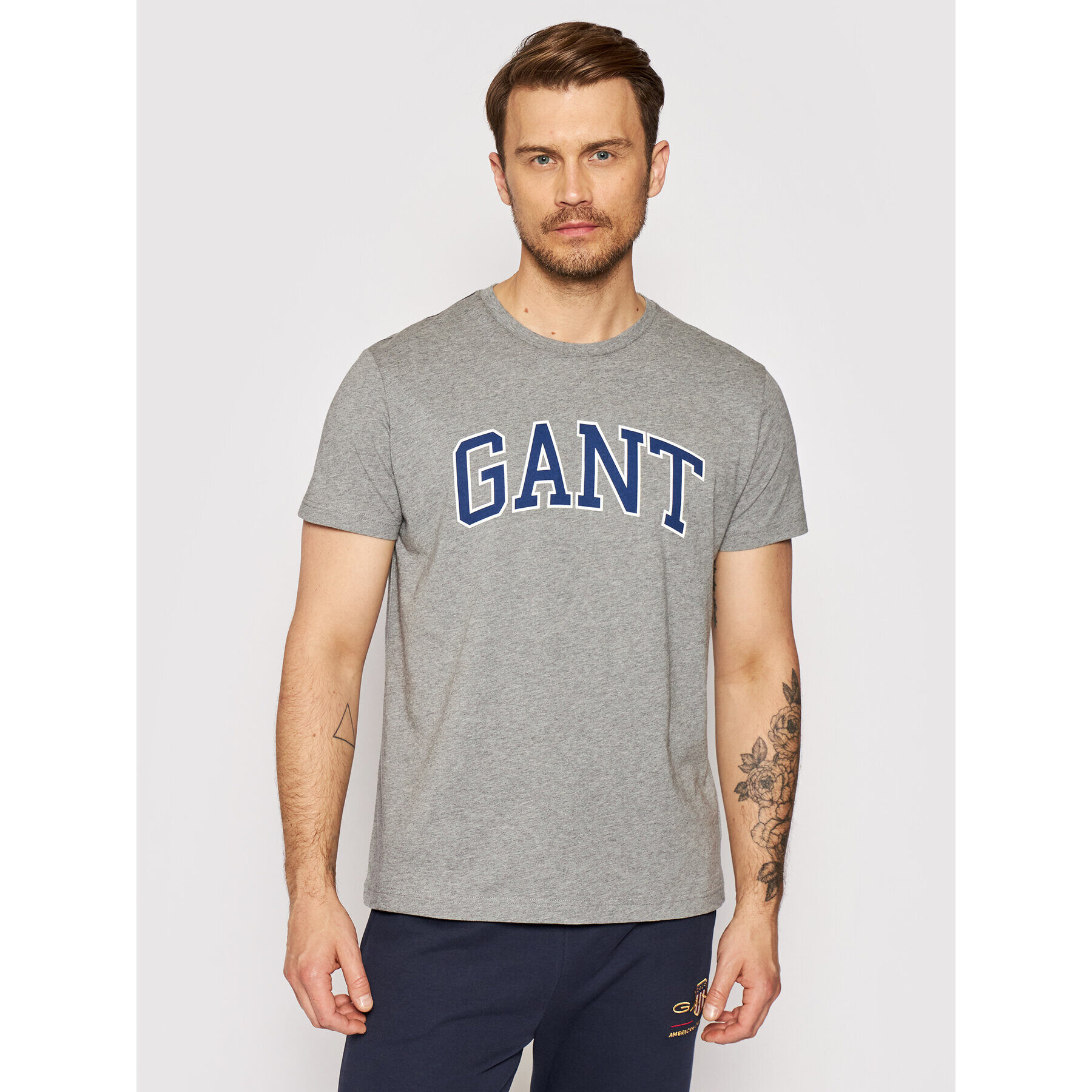 Gant Тишърт Arch Outline 2003007 Сив Regular Fit - Pepit.bg