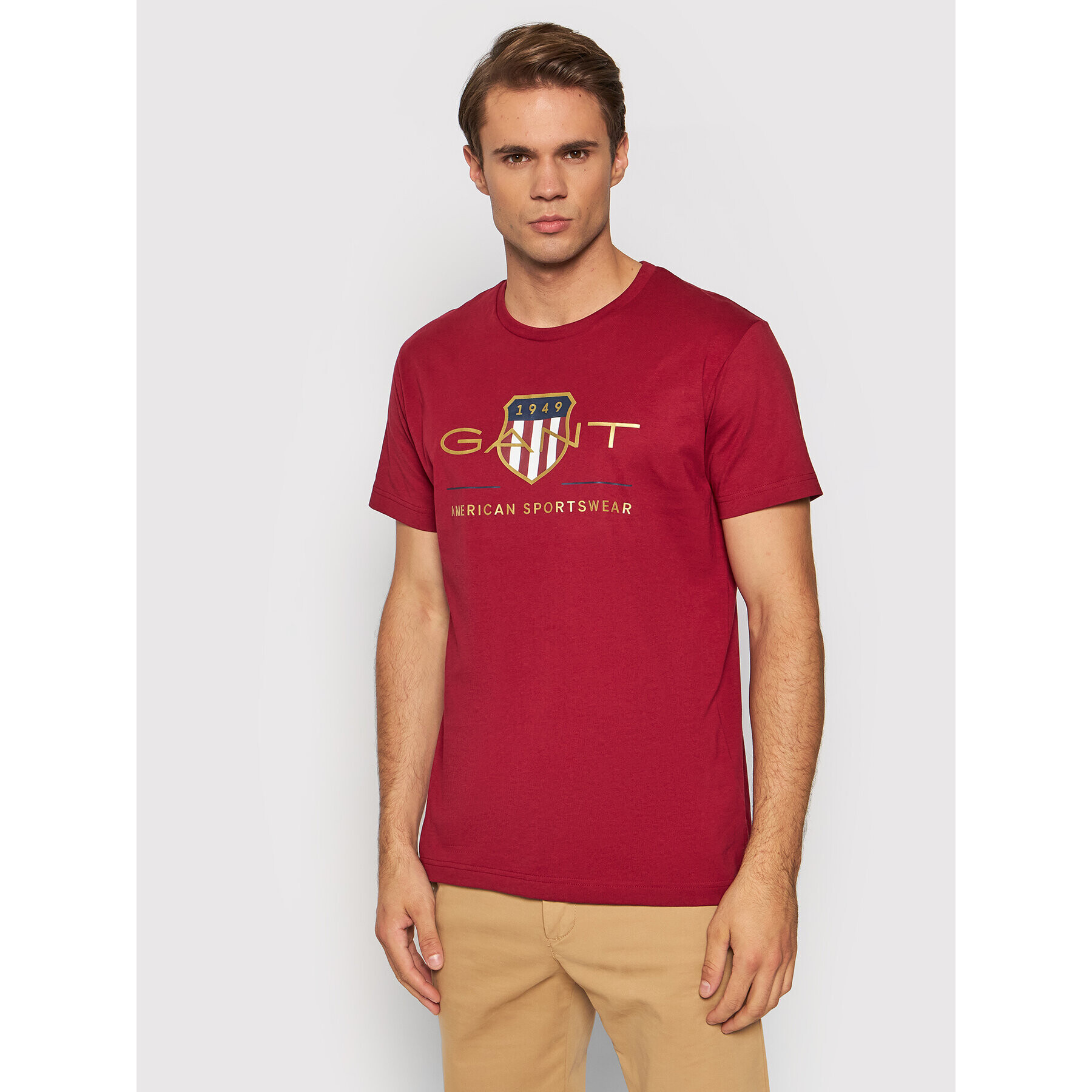 Gant Тишърт Archive Shield 2003099 Бордо Regular Fit - Pepit.bg