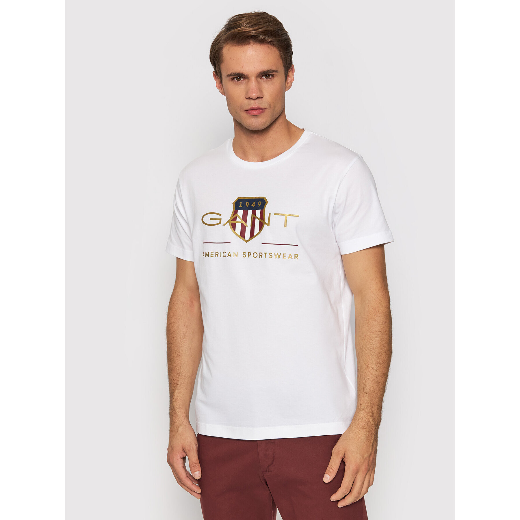 Gant Тишърт Archive Shield 2003099 Бял Regular Fit - Pepit.bg