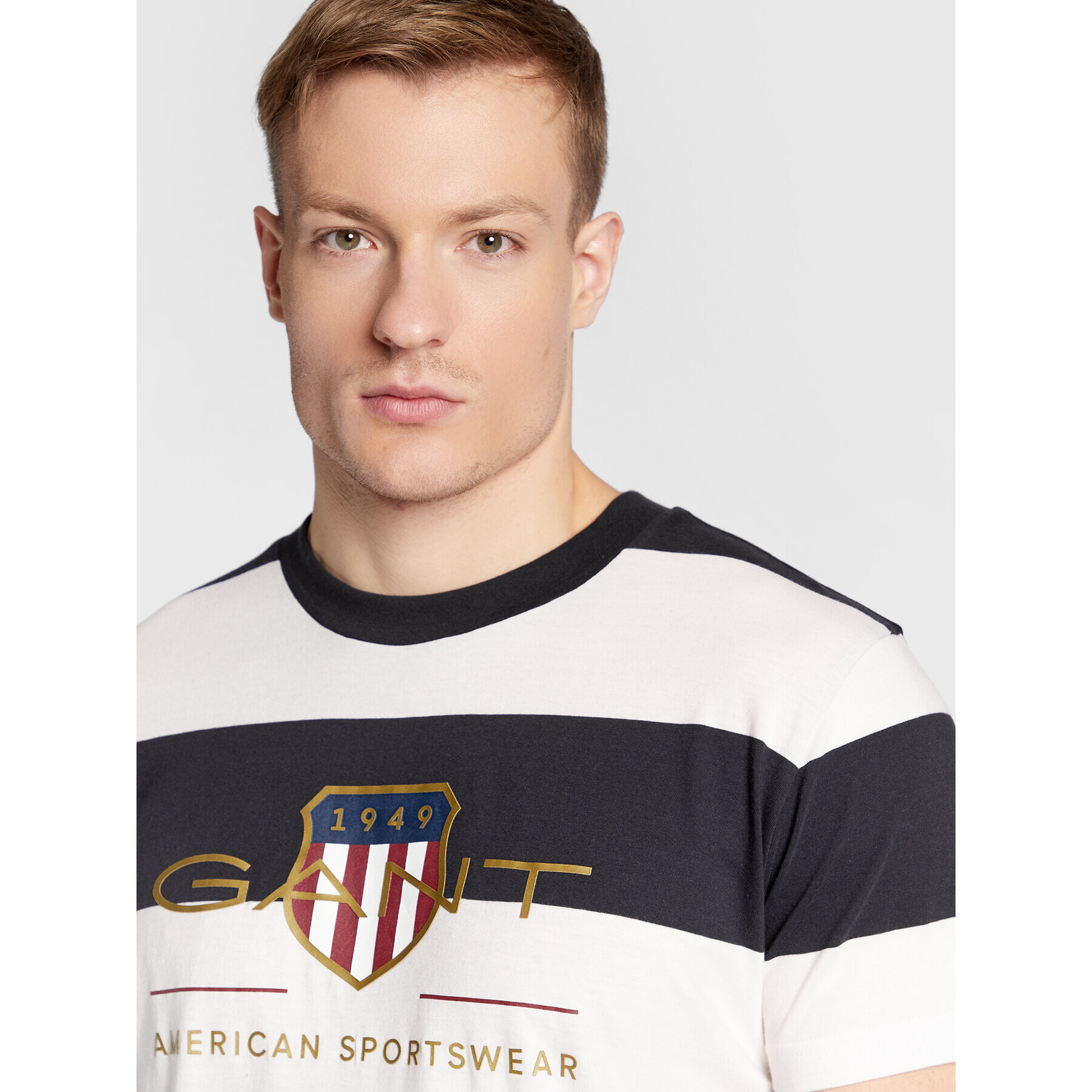 Gant Тишърт Bar Stripe Archive Shield 2003149 Тъмносин Regular Fit - Pepit.bg