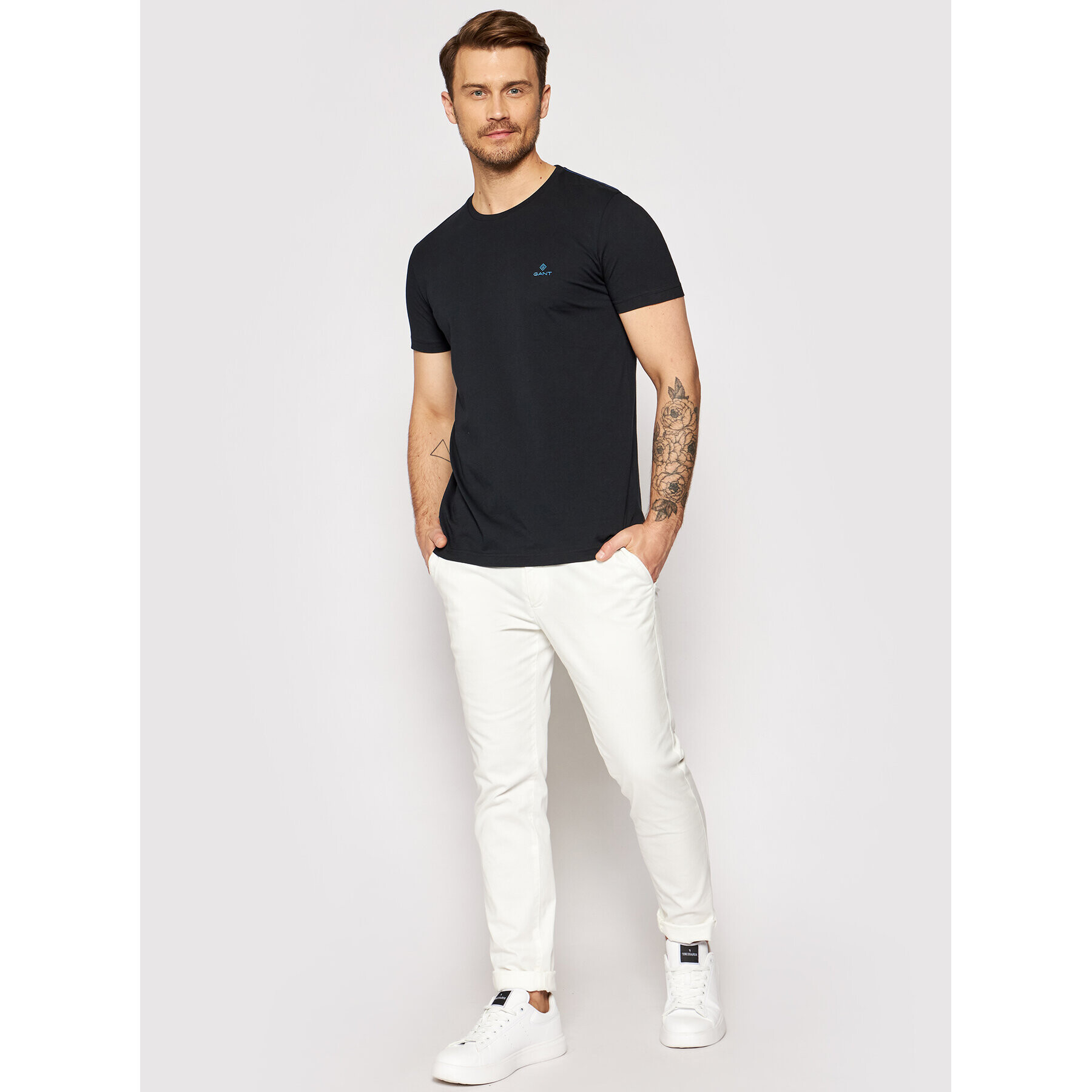 Gant Тишърт Contrast Logo 2053004 Черен Regular Fit - Pepit.bg