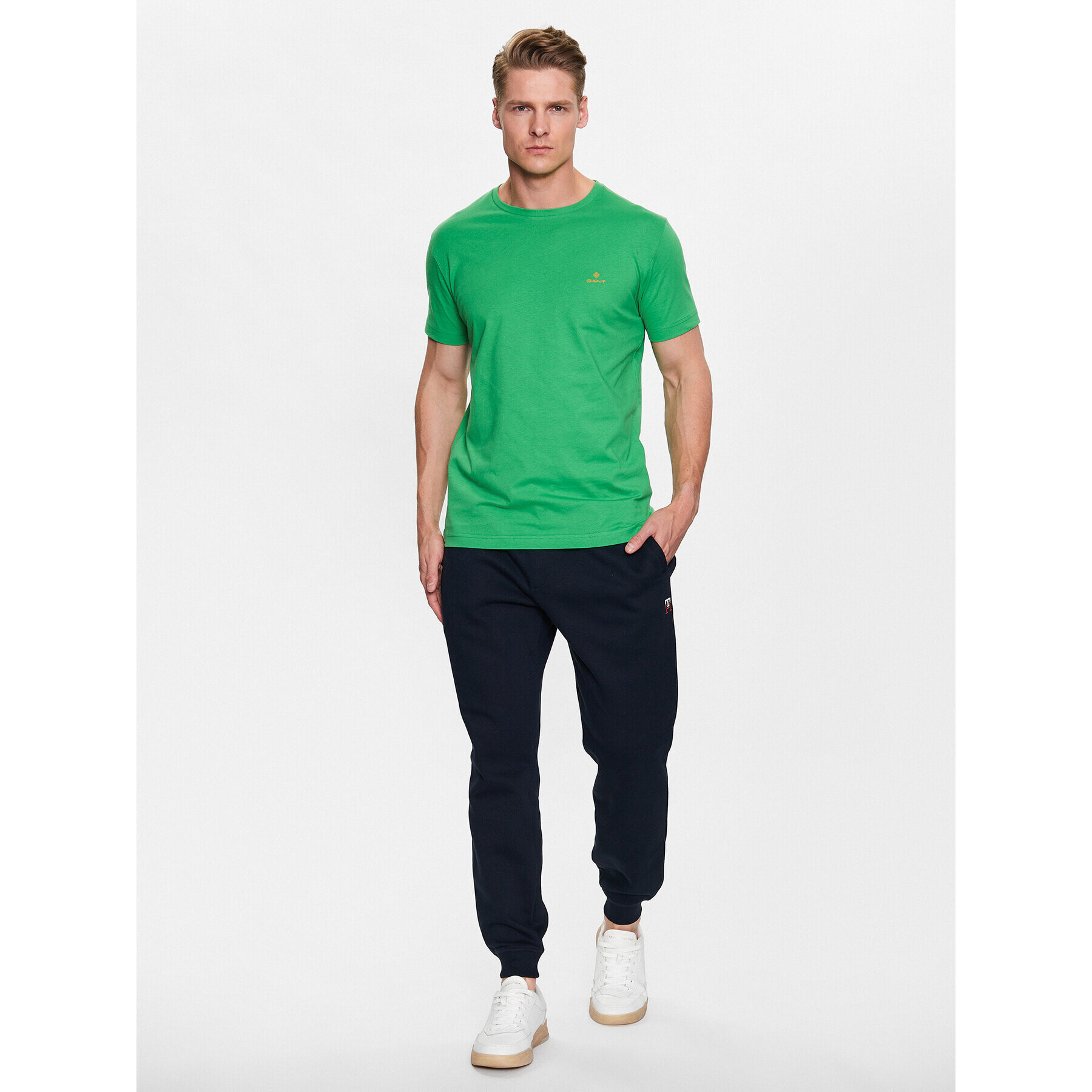 Gant Тишърт Contrast Logo 2053004 Зелен Regular Fit - Pepit.bg