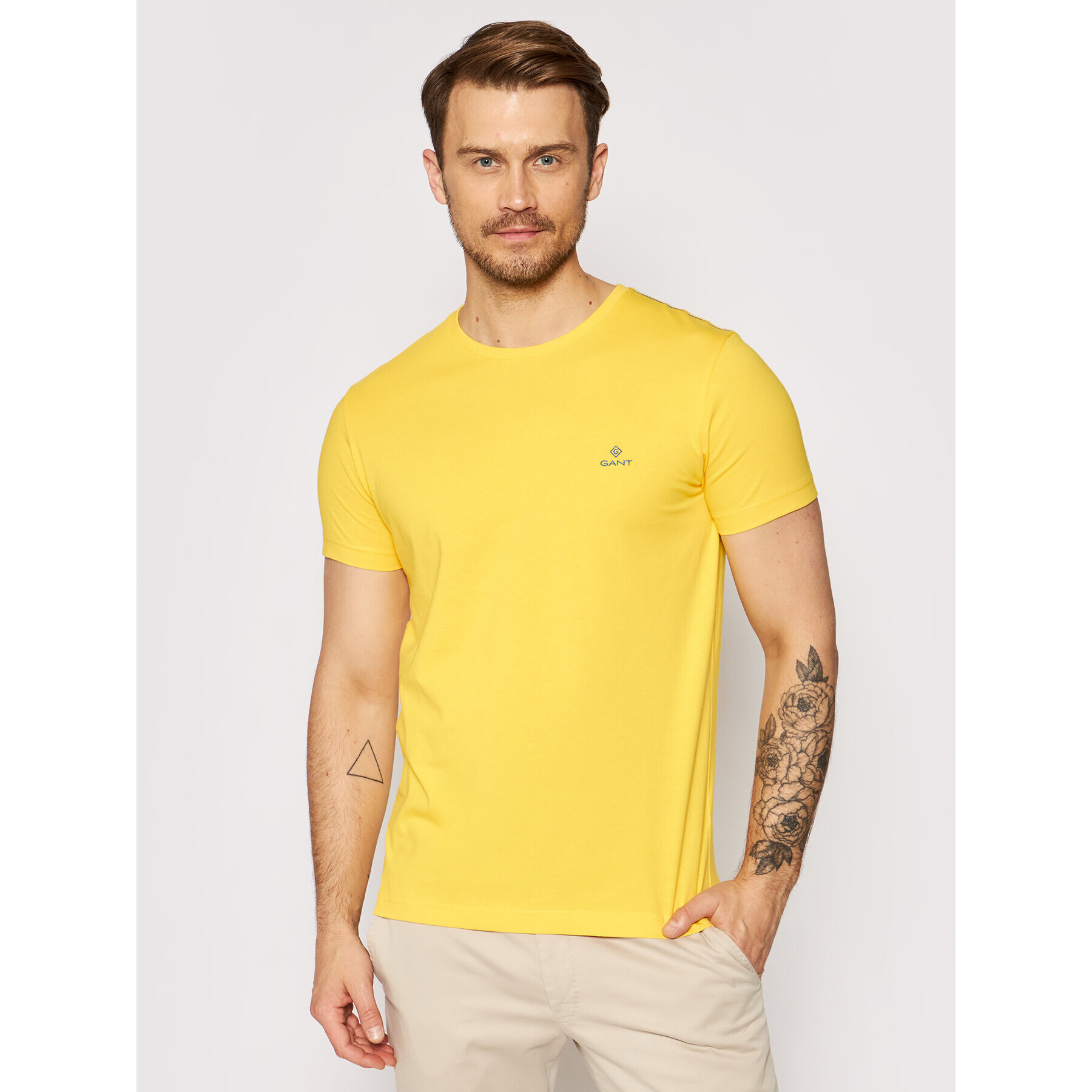 Gant Тишърт Contrast Logo 2053004 Жълт Regular Fit - Pepit.bg