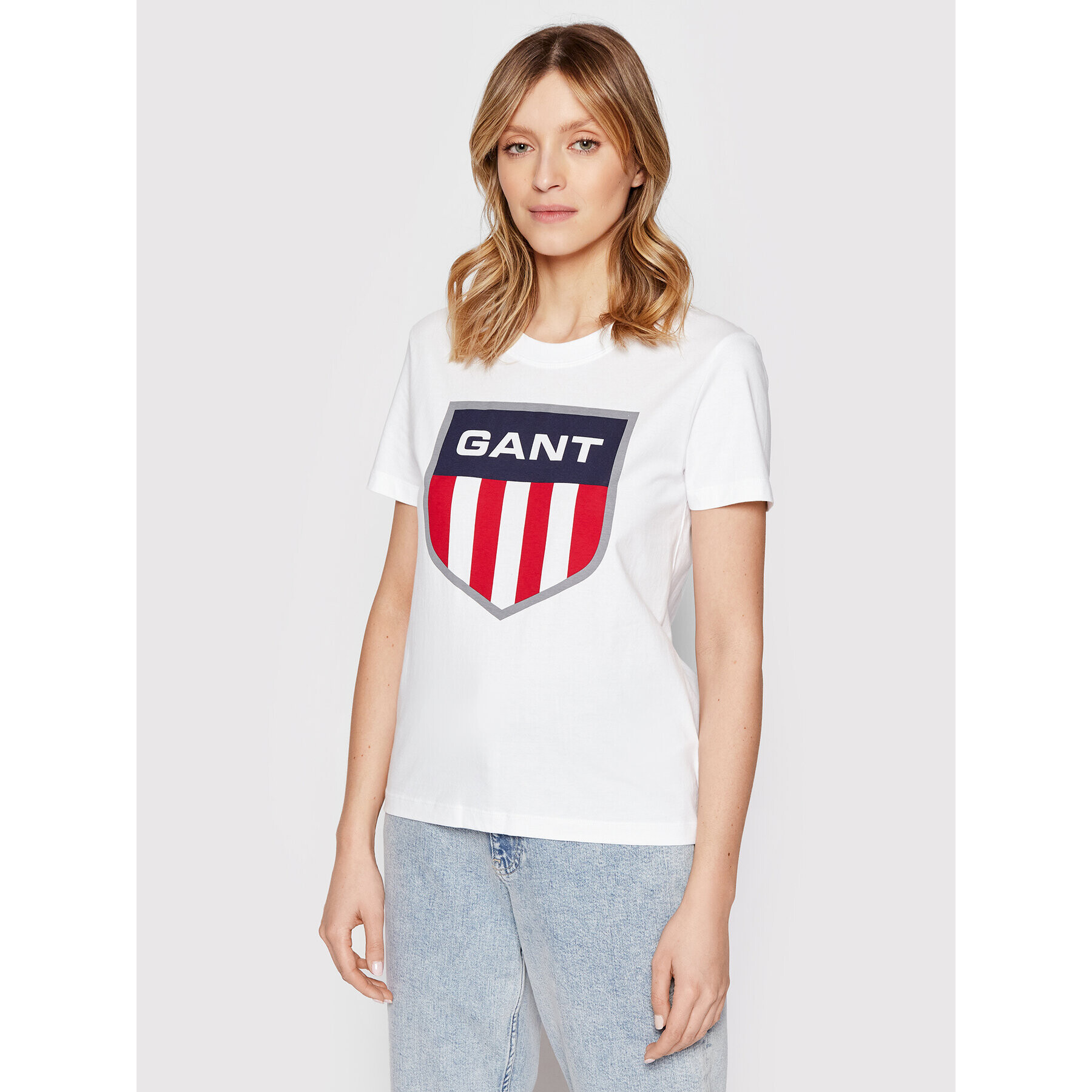 Gant Тишърт D1. Retro Shield 4200229 Бял Regular Fit - Pepit.bg