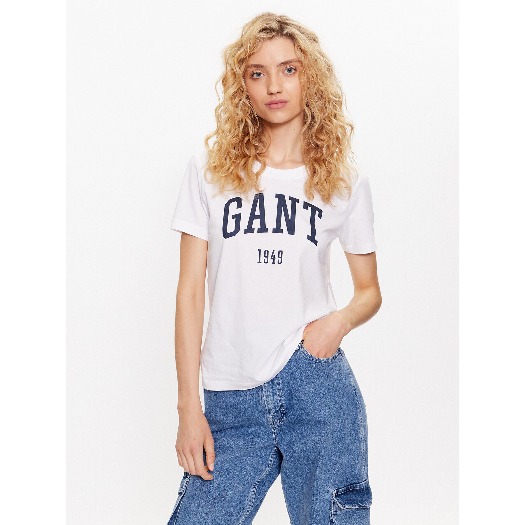 Gant Тишърт Logo 4200670 Бял Regular Fit - Pepit.bg