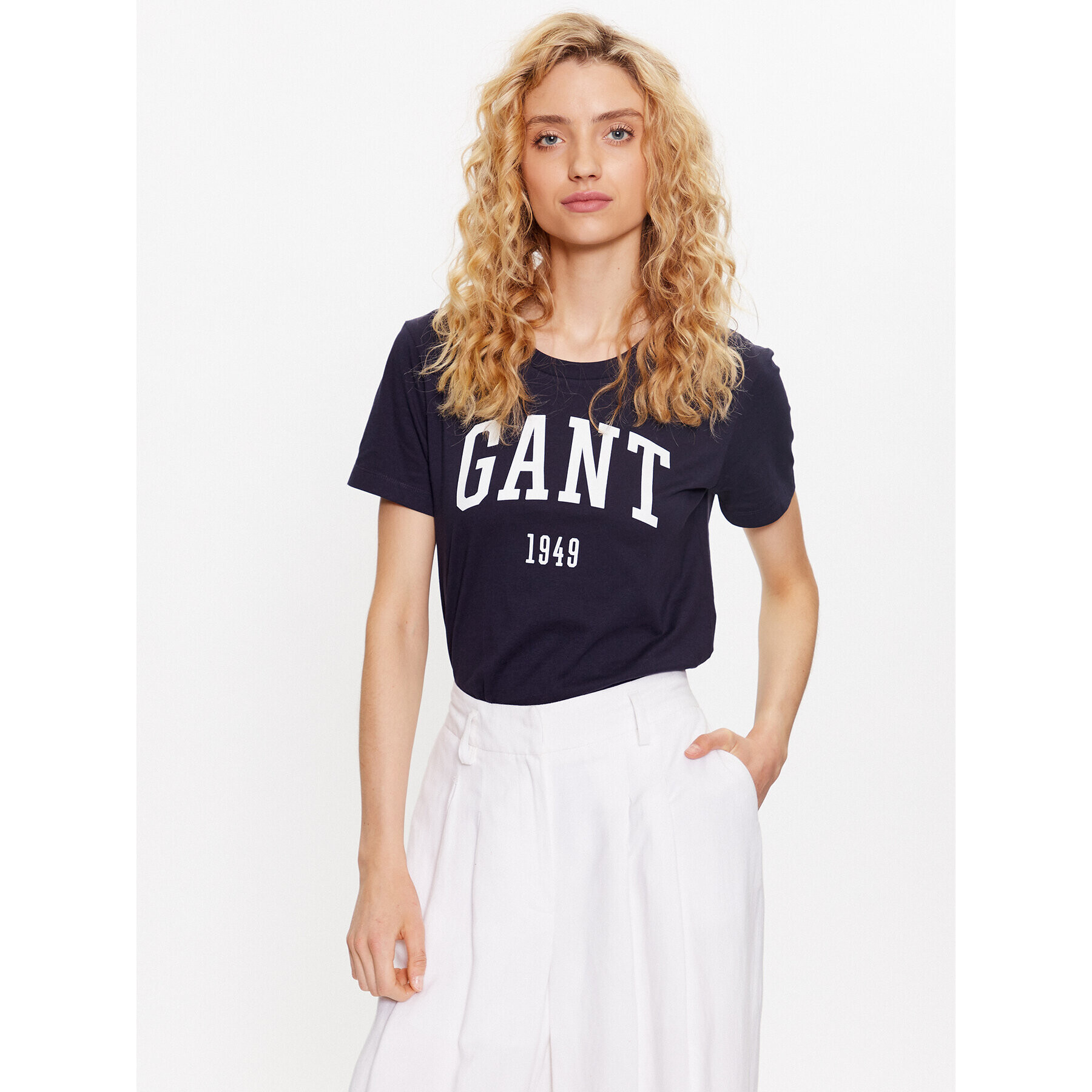 Gant Тишърт Logo 4200670 Тъмносин Regular Fit - Pepit.bg