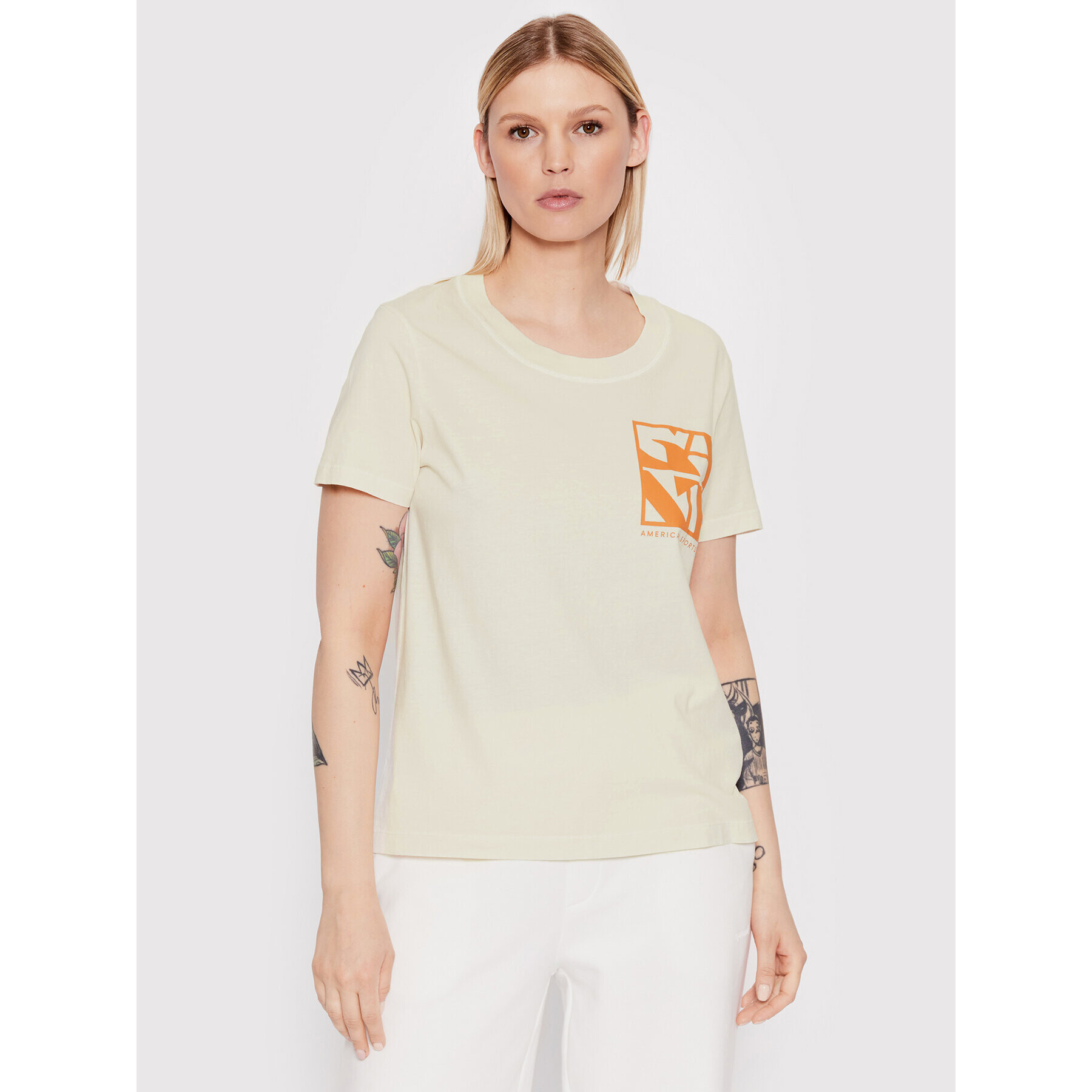 Gant Тишърт Quadrat Logo 4203478 Бежов Regular Fit - Pepit.bg