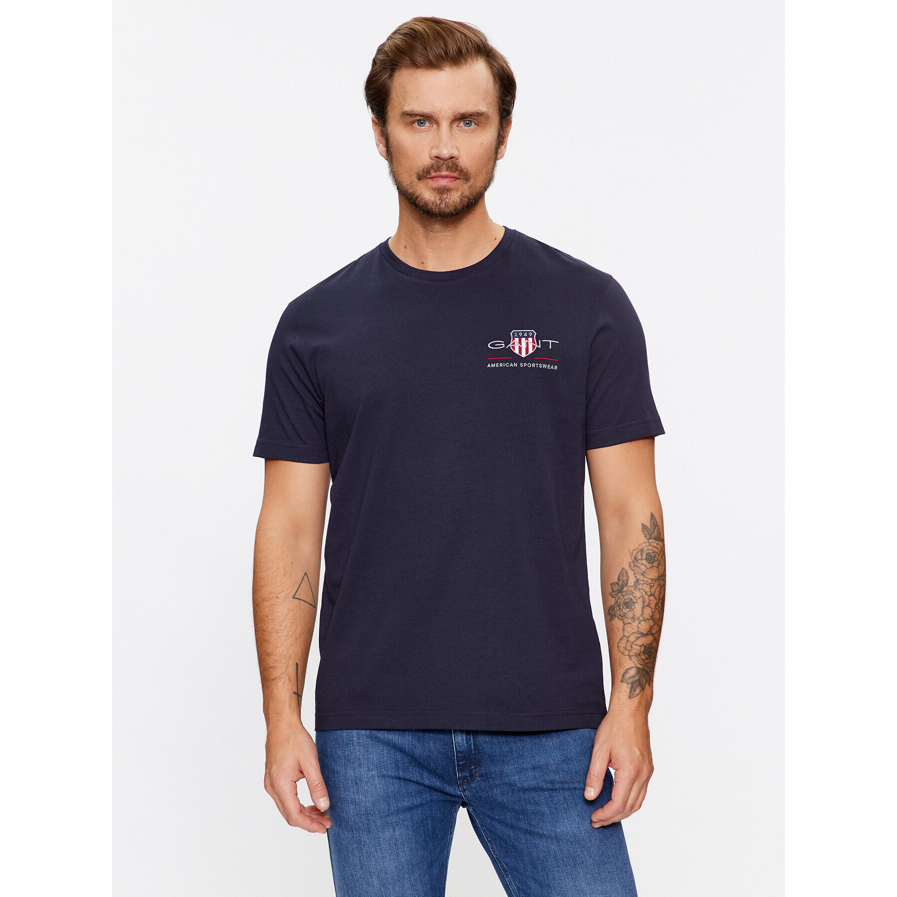 Gant Тишърт Reg Archive Shield Emb Ss 2067004 Тъмносин Regular Fit - Pepit.bg