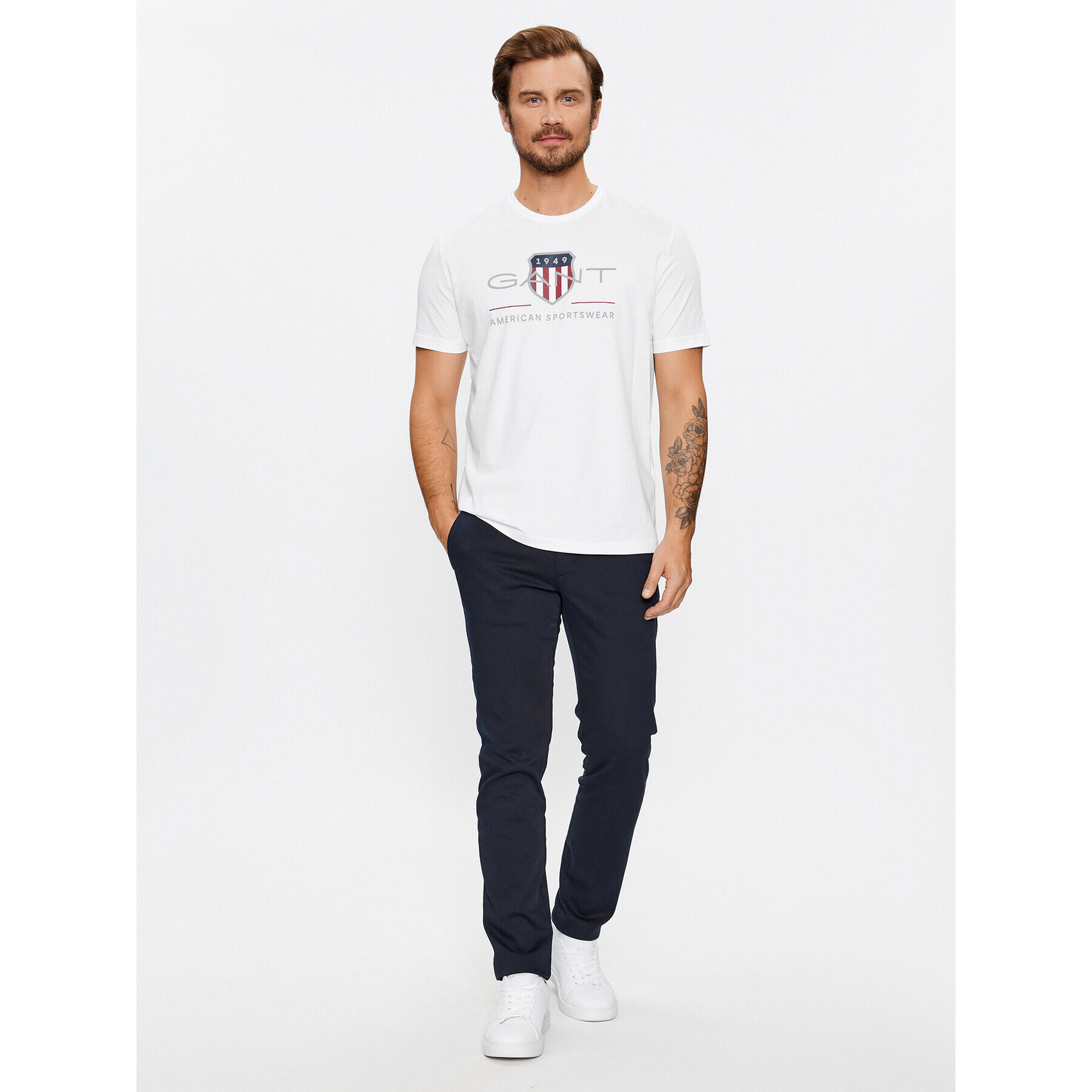 Gant Тишърт Reg Archive Shield Ss 2003199 Бял Regular Fit - Pepit.bg