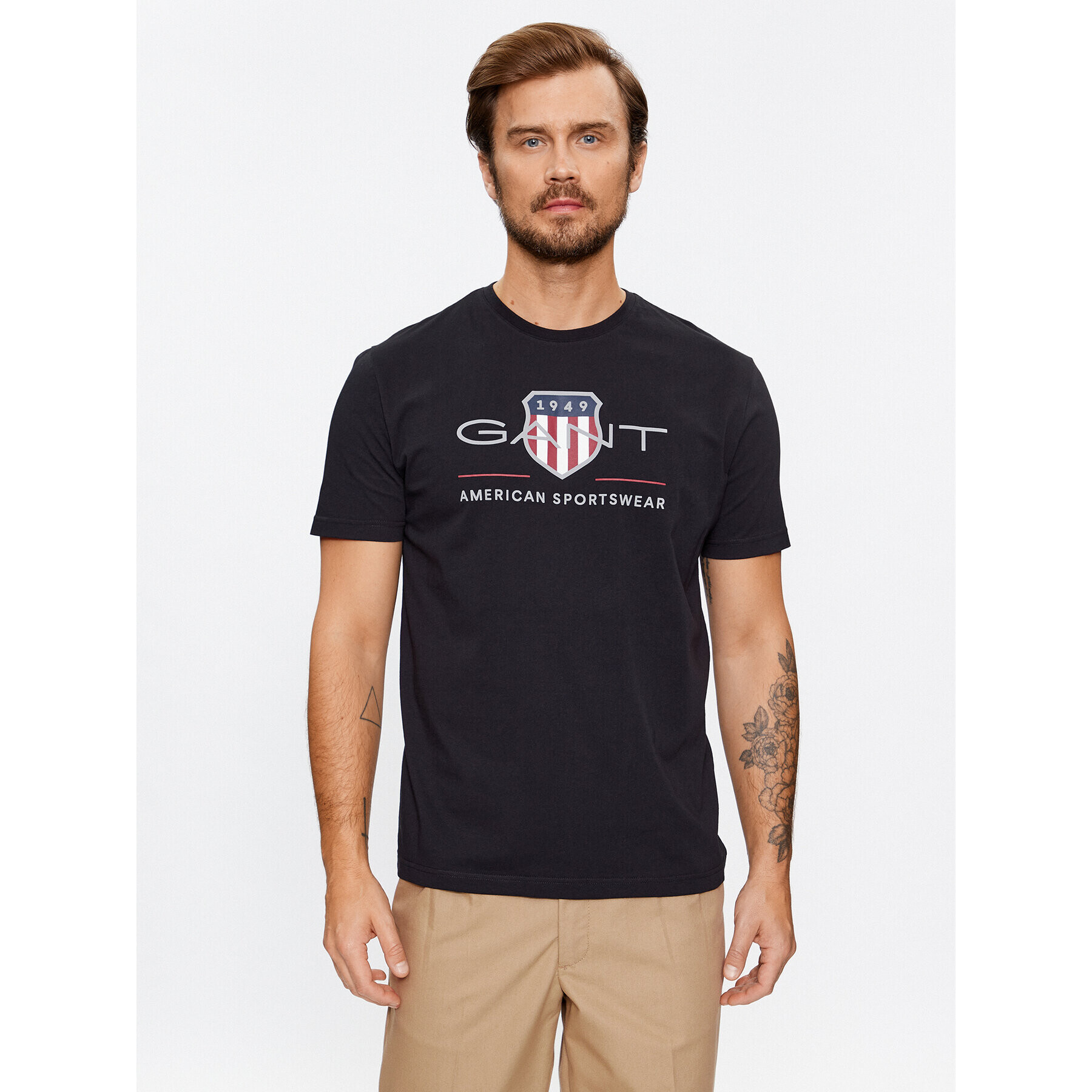 Gant Тишърт Reg Archive Shield Ss 2003199 Черен Regular Fit - Pepit.bg