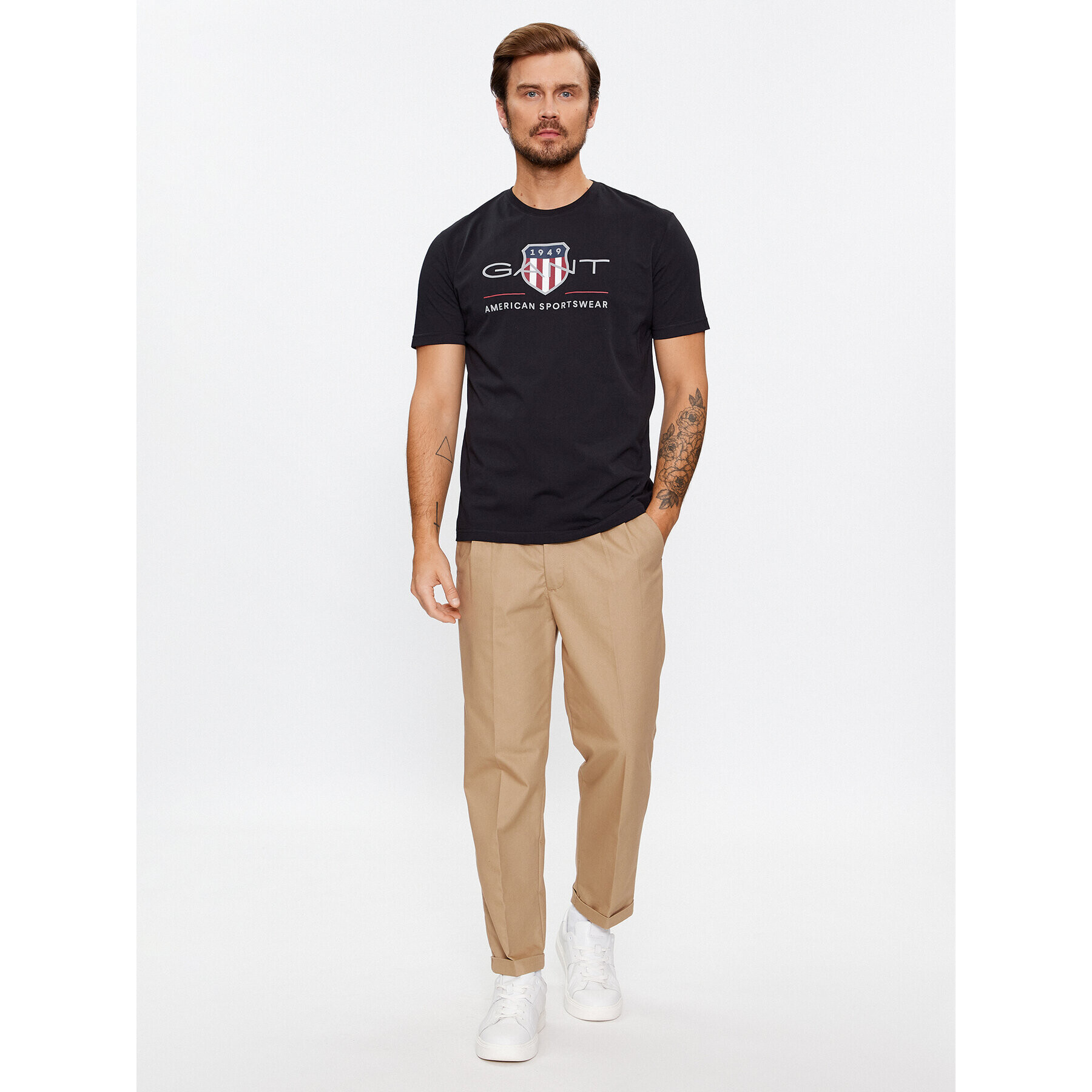 Gant Тишърт Reg Archive Shield Ss 2003199 Черен Regular Fit - Pepit.bg