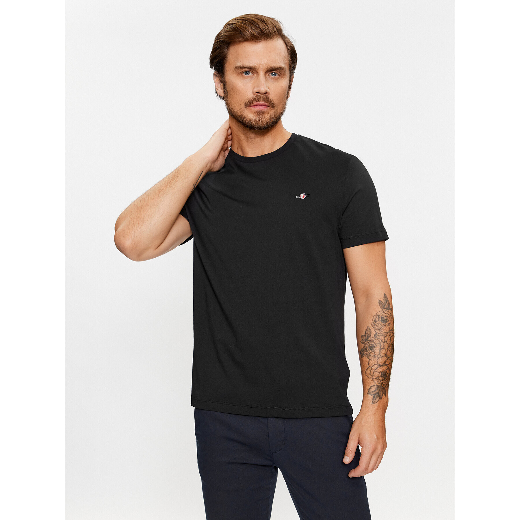 Gant Тишърт Reg Shield Ss 2003184 Черен Regular Fit - Pepit.bg