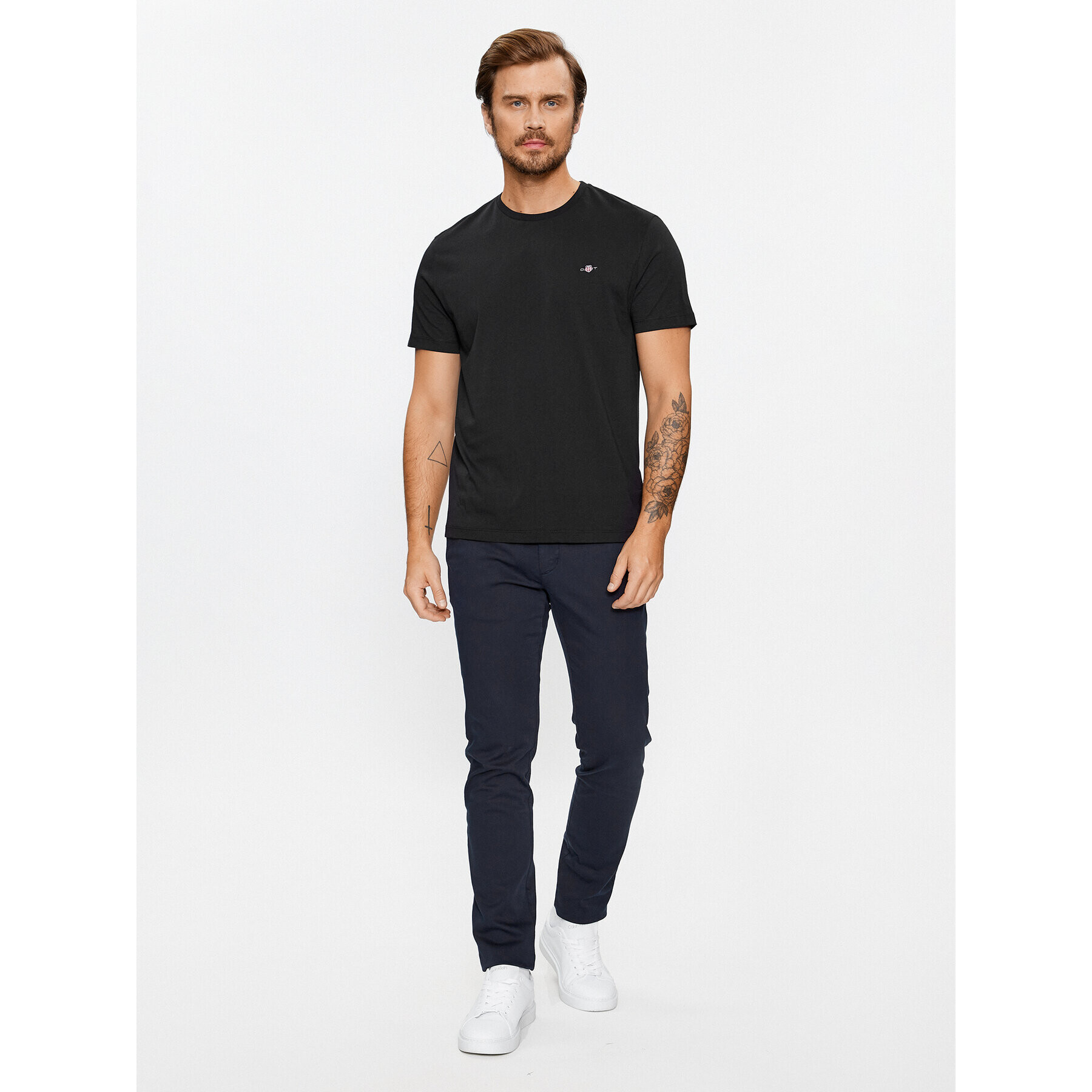 Gant Тишърт Reg Shield Ss 2003184 Черен Regular Fit - Pepit.bg