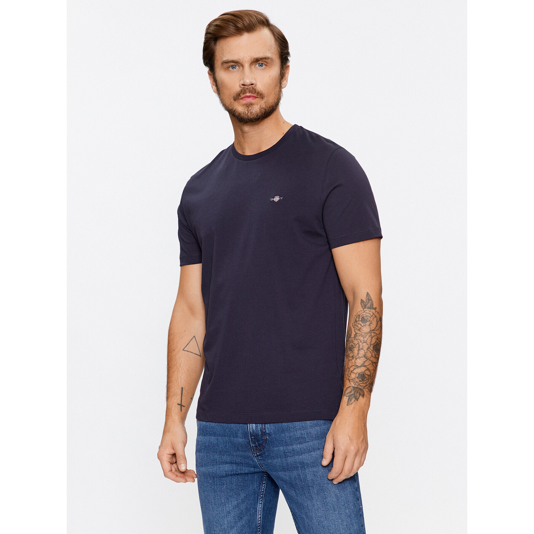 Gant Тишърт Reg Shield Ss 2003184 Тъмносин Regular Fit - Pepit.bg