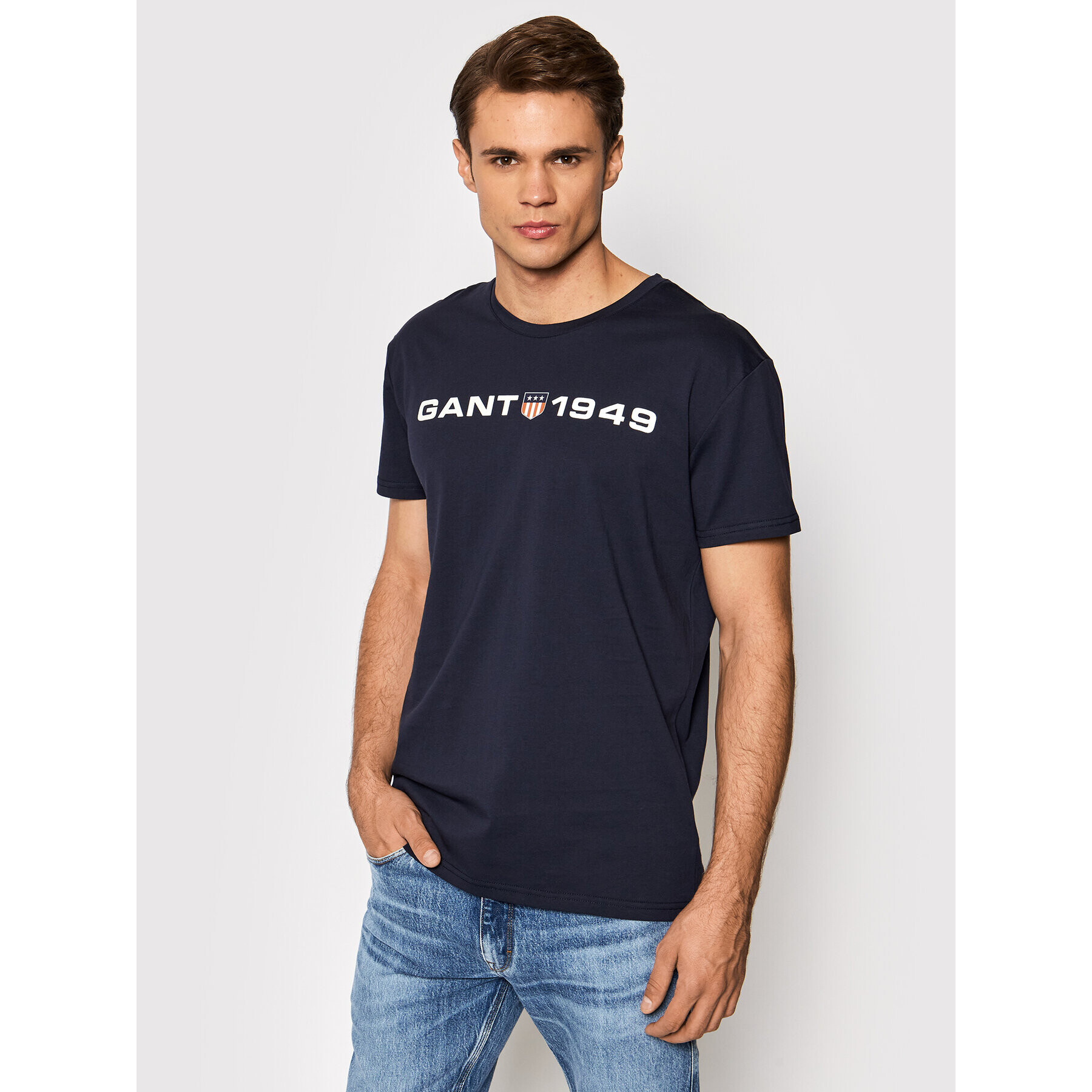 Gant Тишърт Retro Schield 902139208 Тъмносин Regular Fit - Pepit.bg