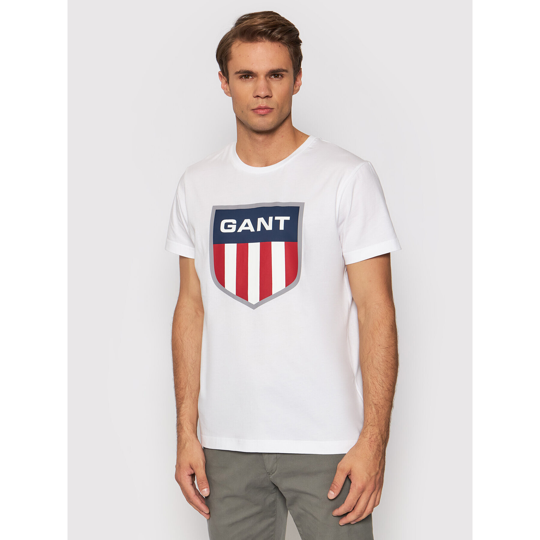 Gant Тишърт Retro Shield 2003112 Бял Regular Fit - Pepit.bg