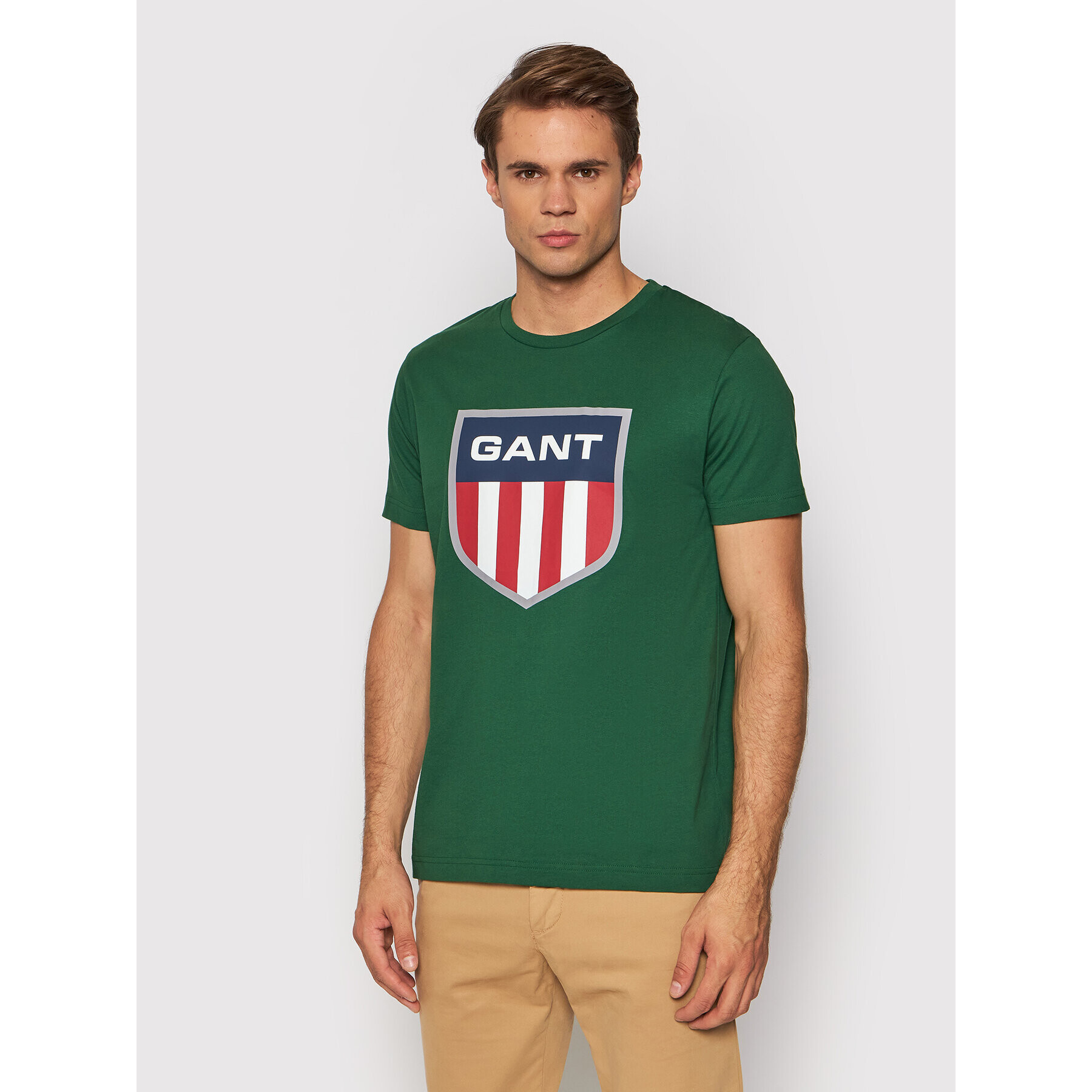 Gant Тишърт Retro Shield 2003112 Зелен Regular Fit - Pepit.bg