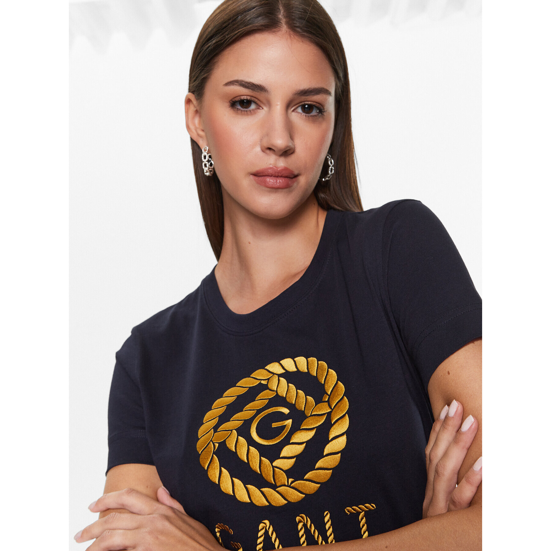 Gant Тишърт Rope Icon 4200227 Тъмносин Regular Fit - Pepit.bg