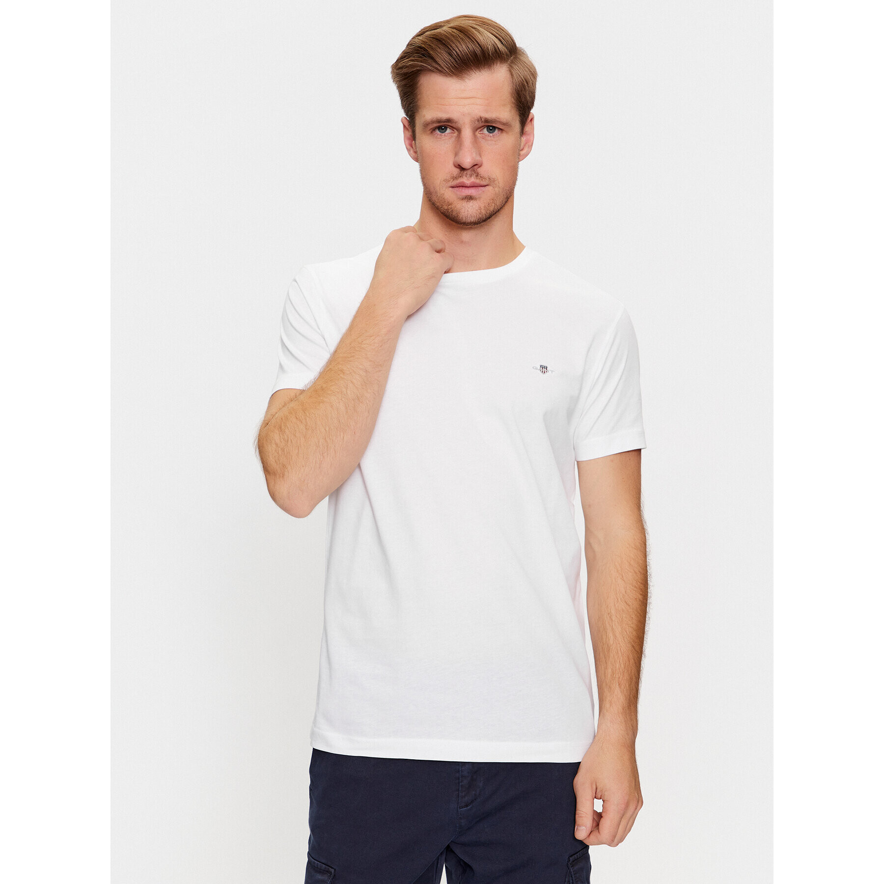 Gant Тишърт Slim Shield Ss 2003185 Бял Slim Fit - Pepit.bg