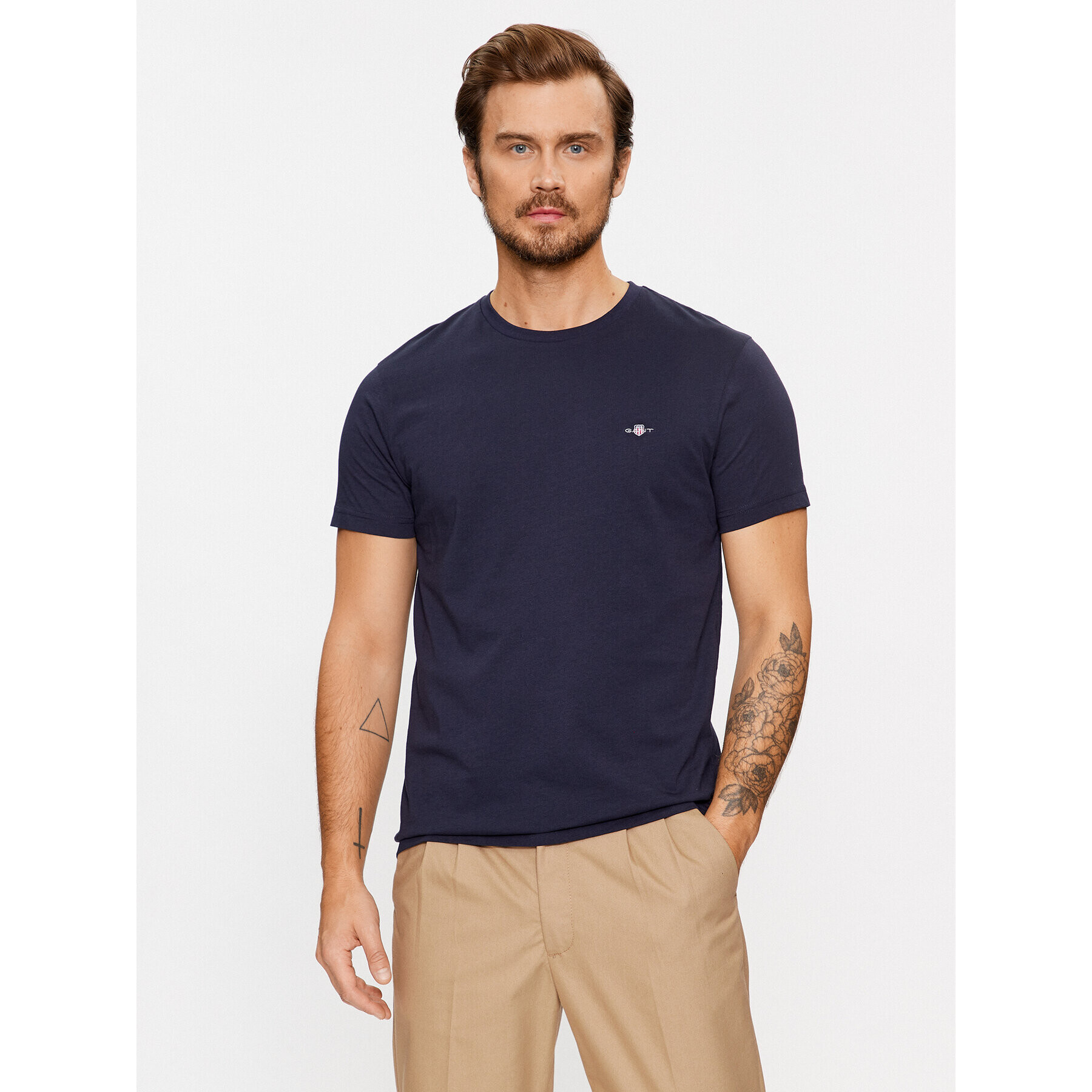 Gant Тишърт Slim Shield Ss 2003185 Тъмносин Slim Fit - Pepit.bg