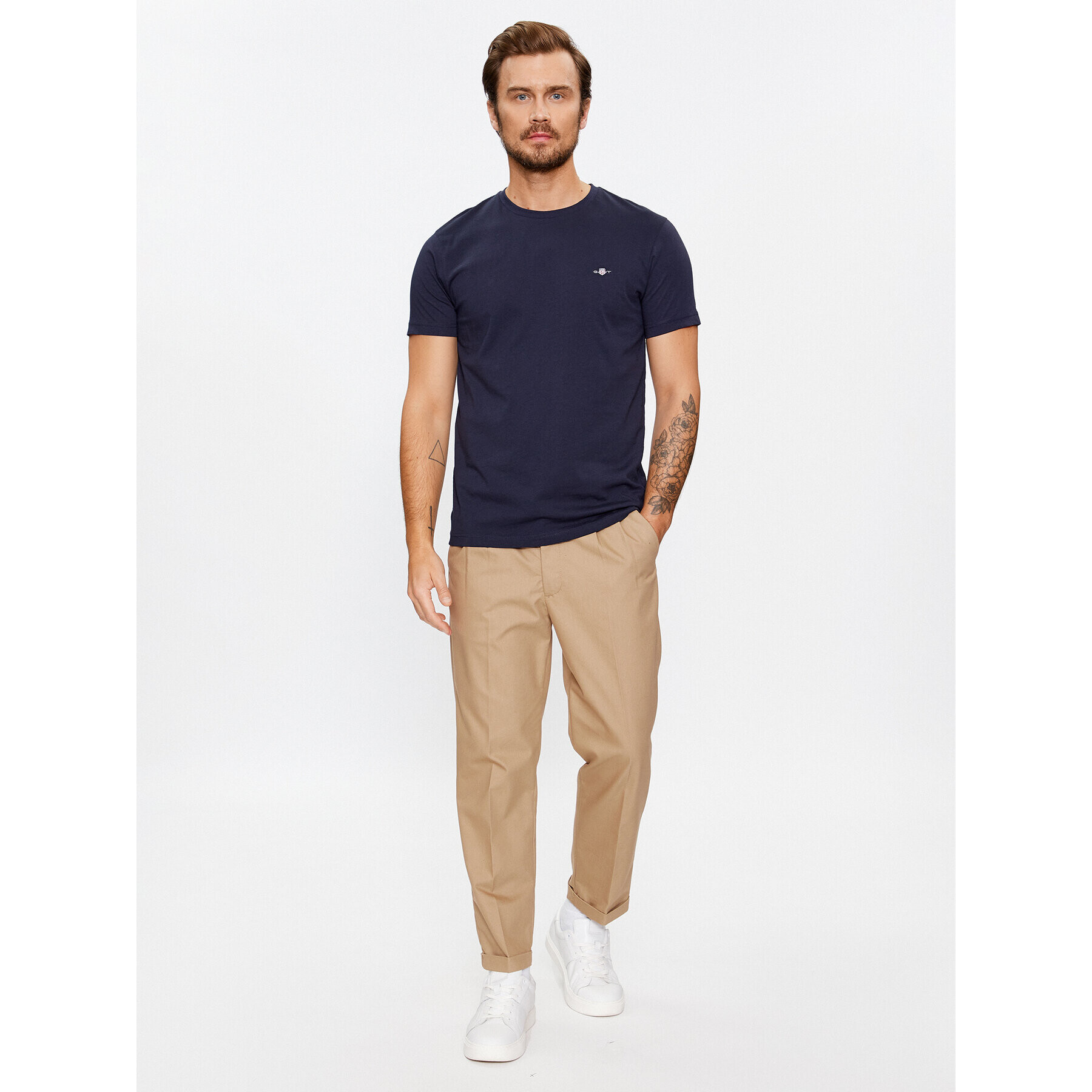 Gant Тишърт Slim Shield Ss 2003185 Тъмносин Slim Fit - Pepit.bg