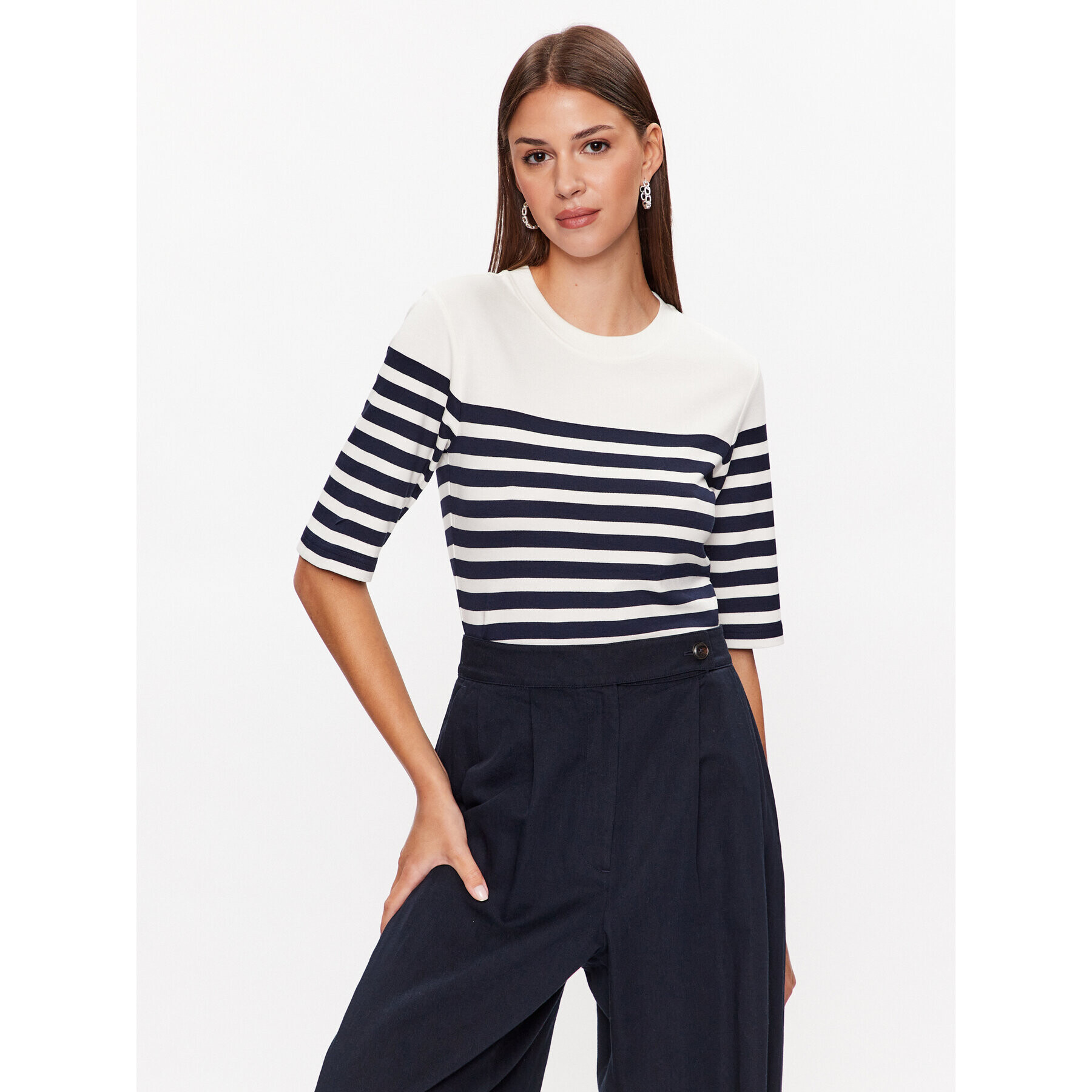Gant Тишърт Striped 4203481 Бял Regular Fit - Pepit.bg