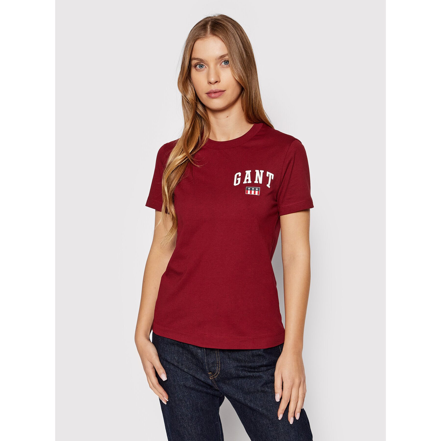 Gant Тишърт Tag 4200220 Бордо Regular Fit - Pepit.bg