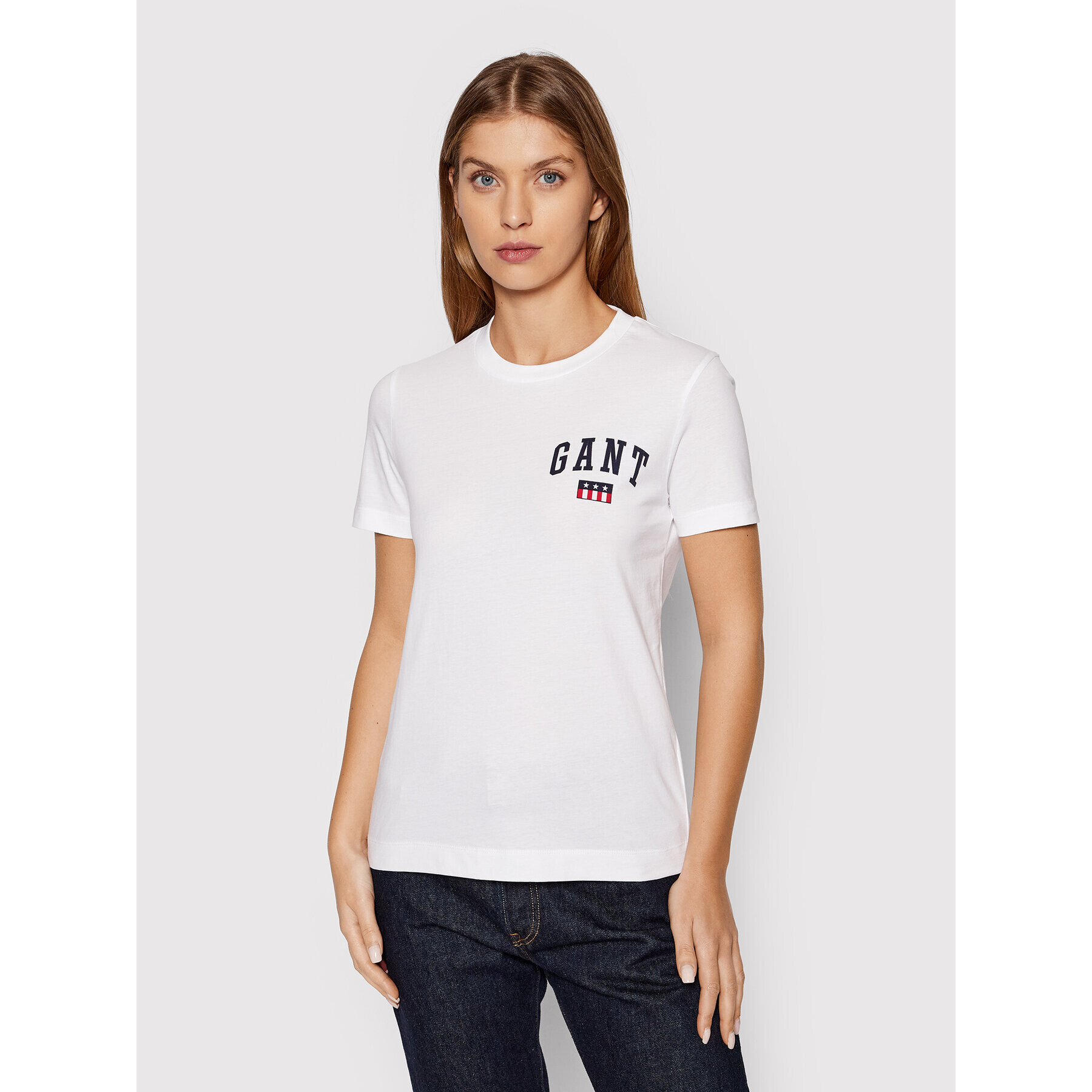 Gant Тишърт Tag 4200220 Бял Regular Fit - Pepit.bg