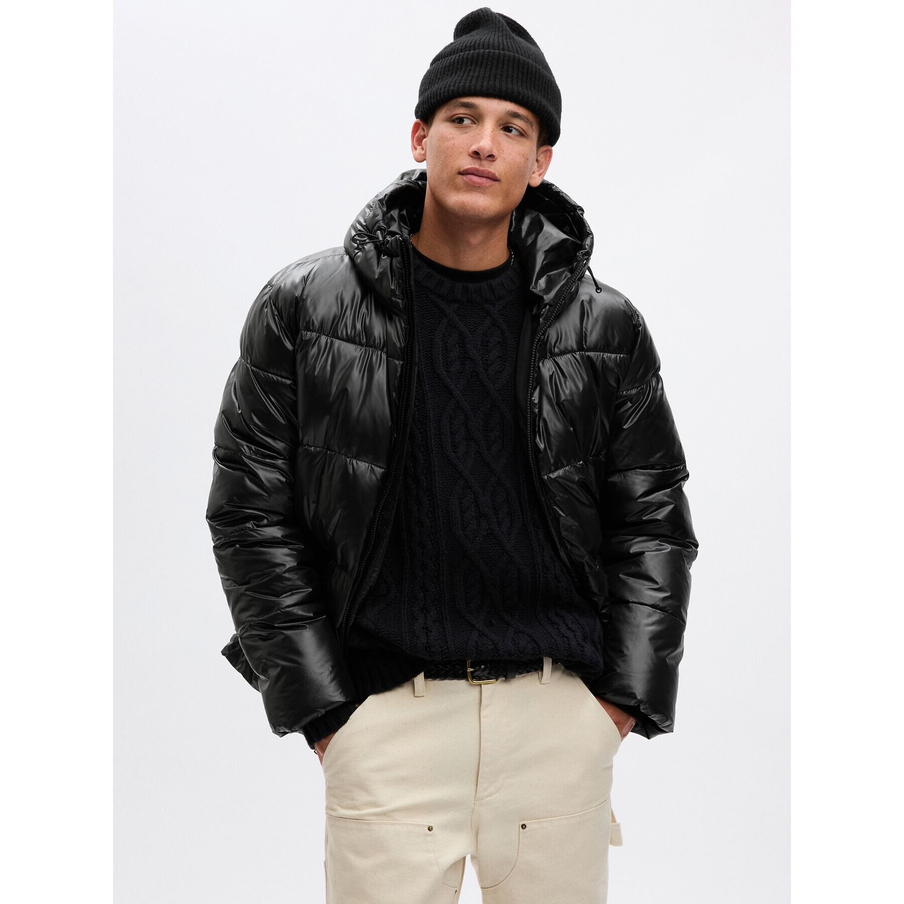 Gap Пухено яке 816437-01 Черен Regular Fit - Pepit.bg