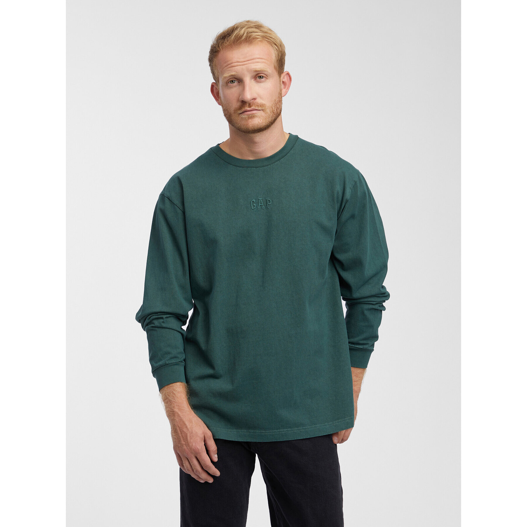 Gap Тениска с дълъг ръкав 776692-03 Зелен Regular Fit - Pepit.bg