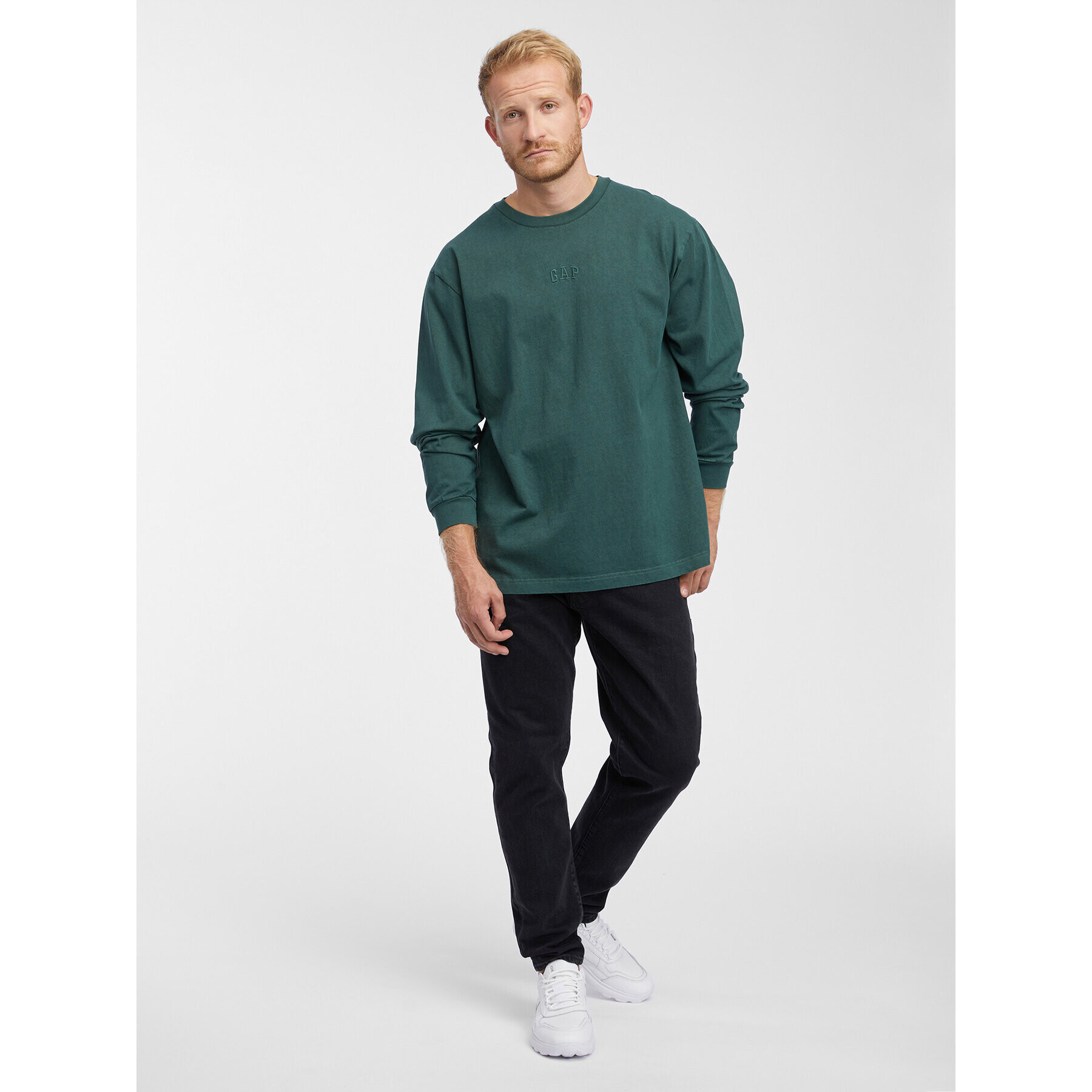 Gap Тениска с дълъг ръкав 776692-03 Зелен Regular Fit - Pepit.bg