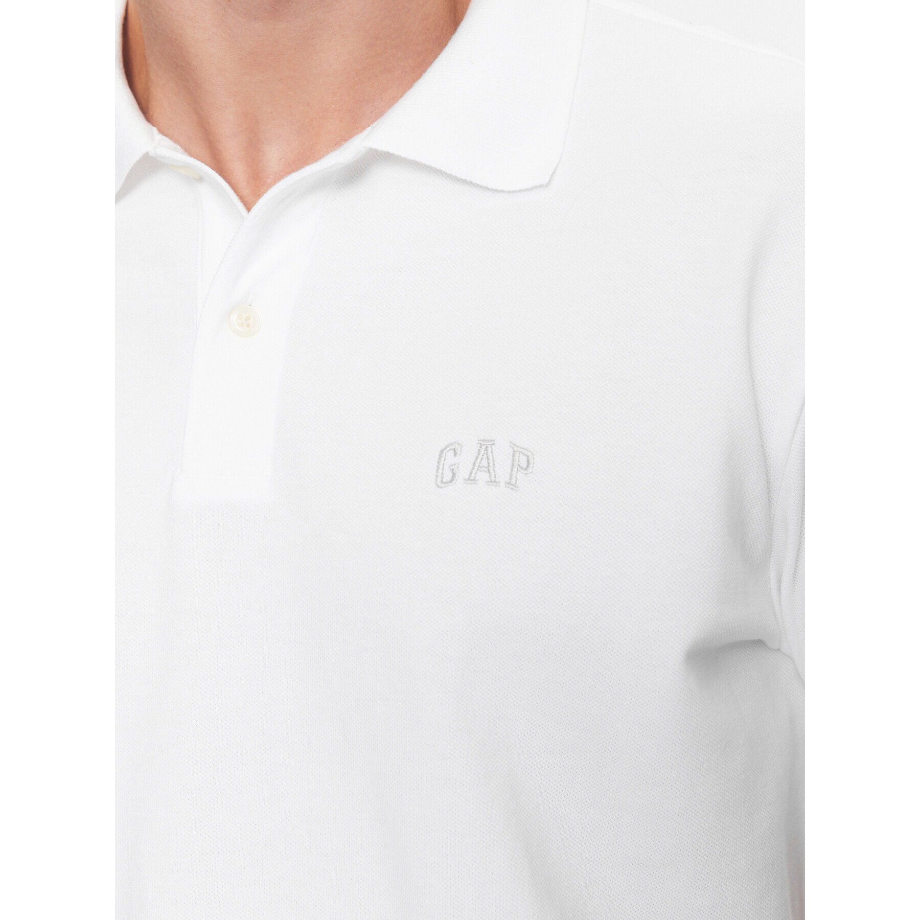 Gap Тениска с яка и копчета 586306-05 Бял Regular Fit - Pepit.bg
