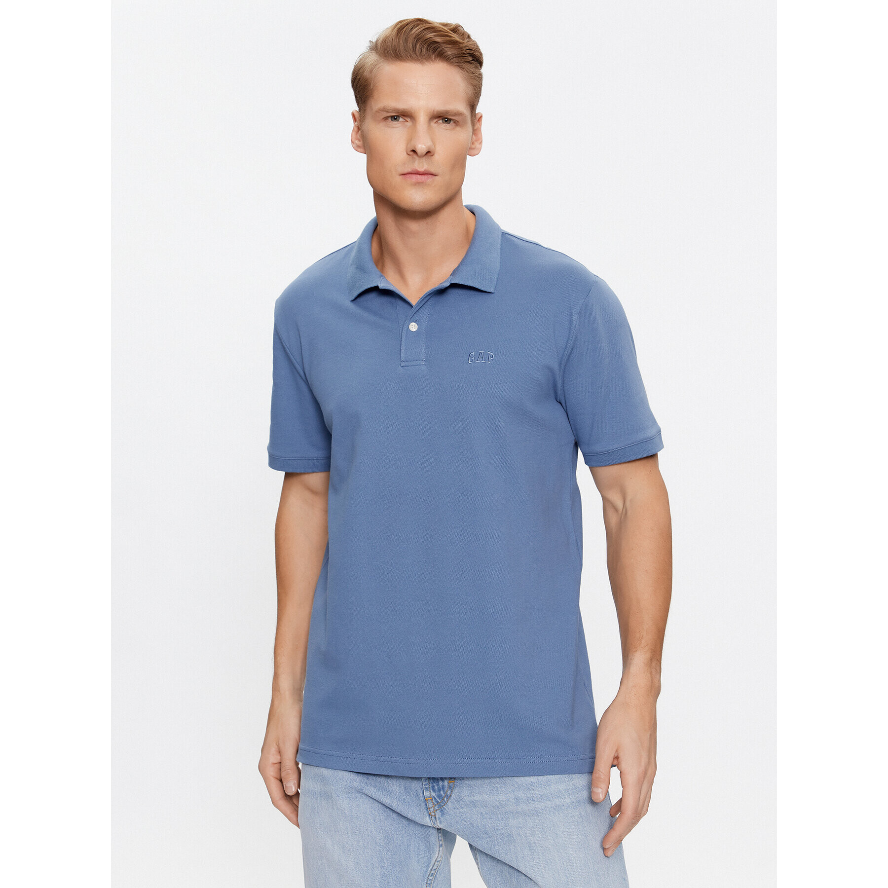 Gap Тениска с яка и копчета 586306-11 Син Regular Fit - Pepit.bg