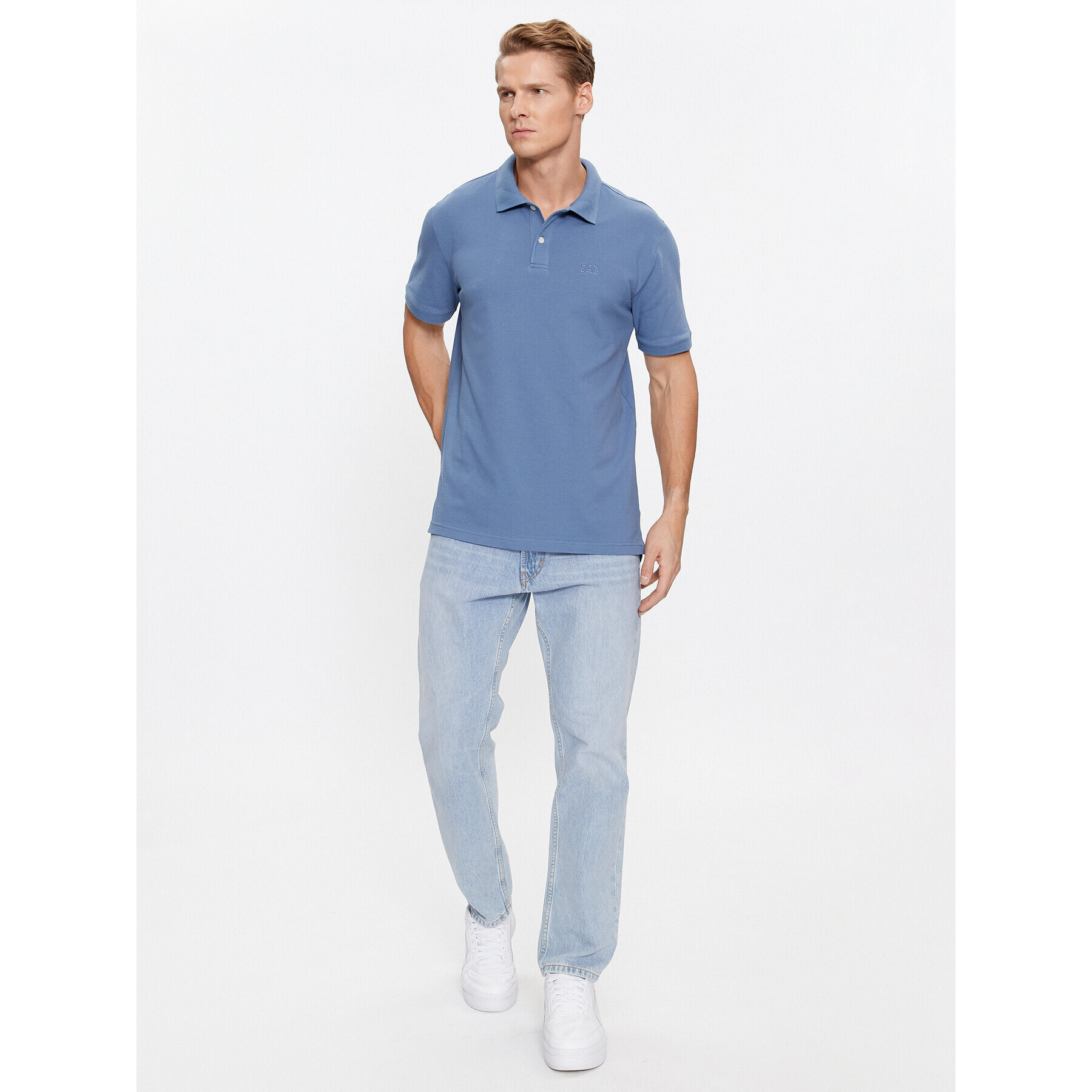 Gap Тениска с яка и копчета 586306-11 Син Regular Fit - Pepit.bg