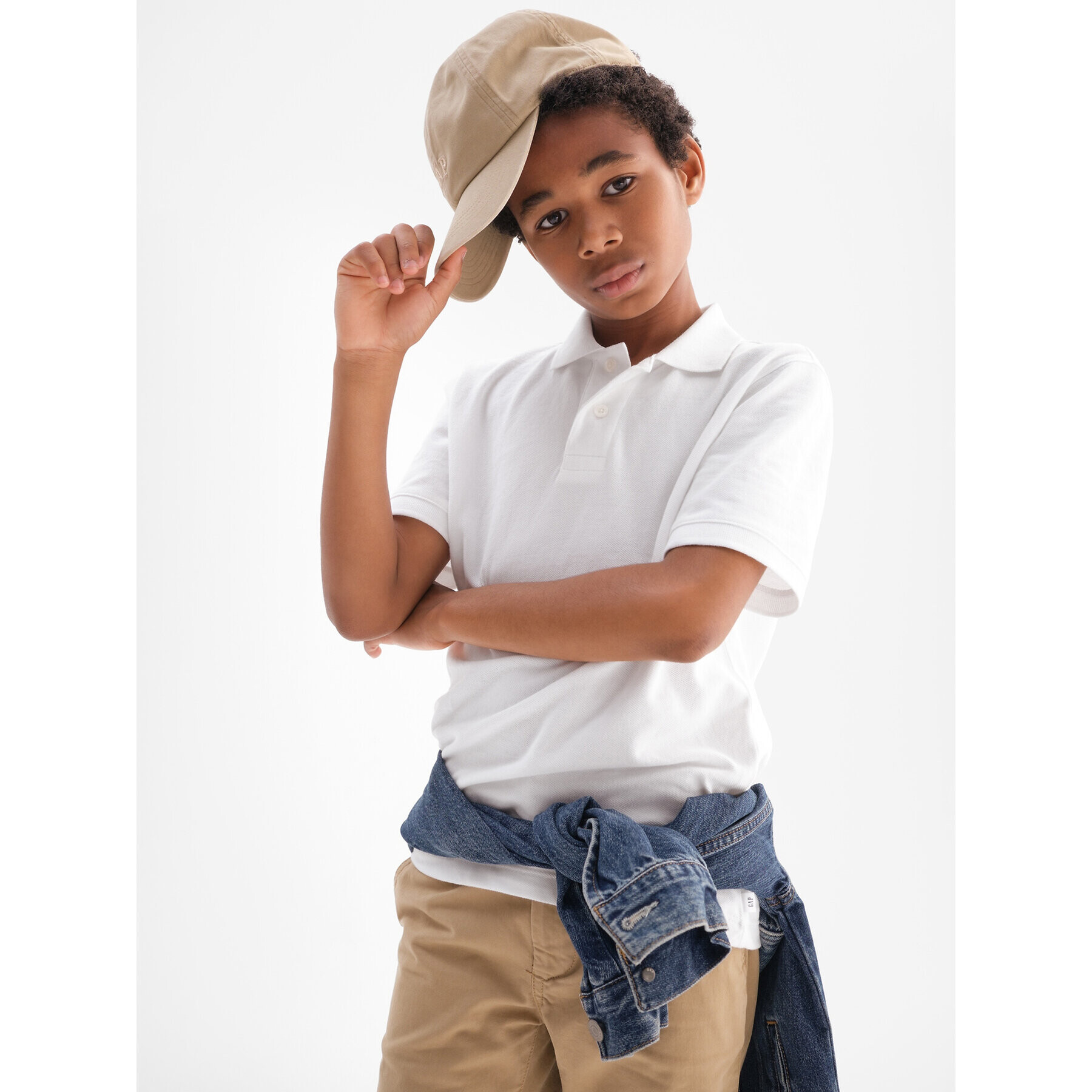 Gap Тениска с яка и копчета 763889-00 Бял Regular Fit - Pepit.bg