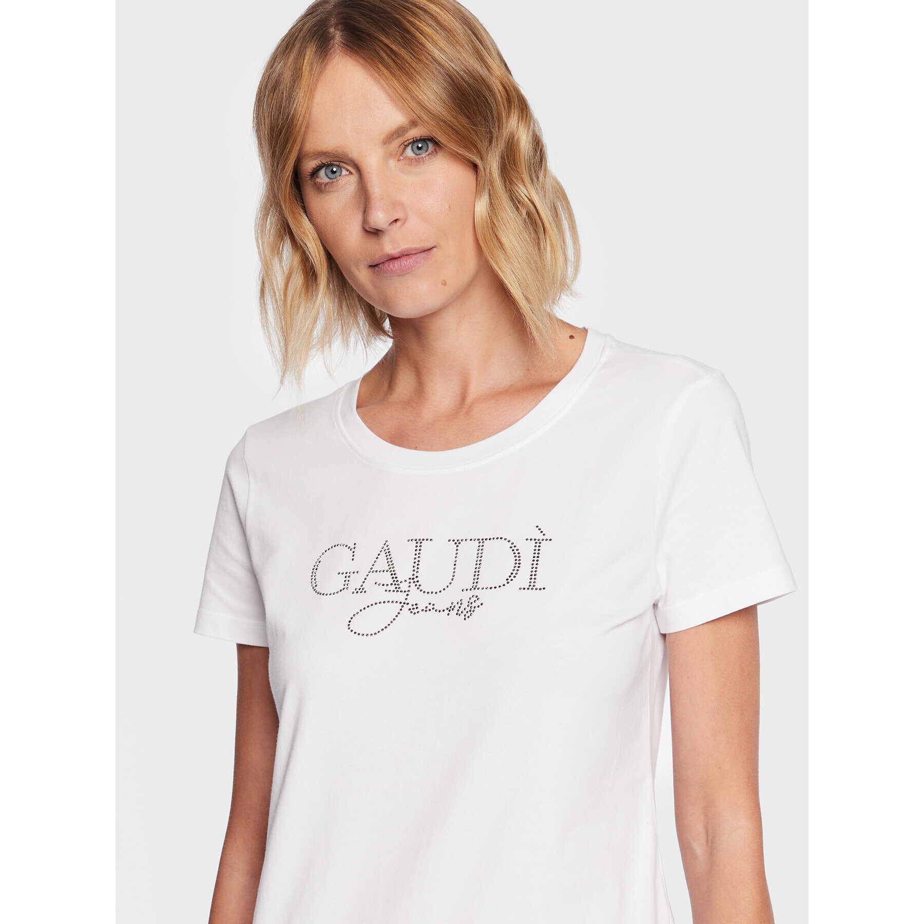 Gaudi Jeans Тишърт 311BD64053 Бял Regular Fit - Pepit.bg