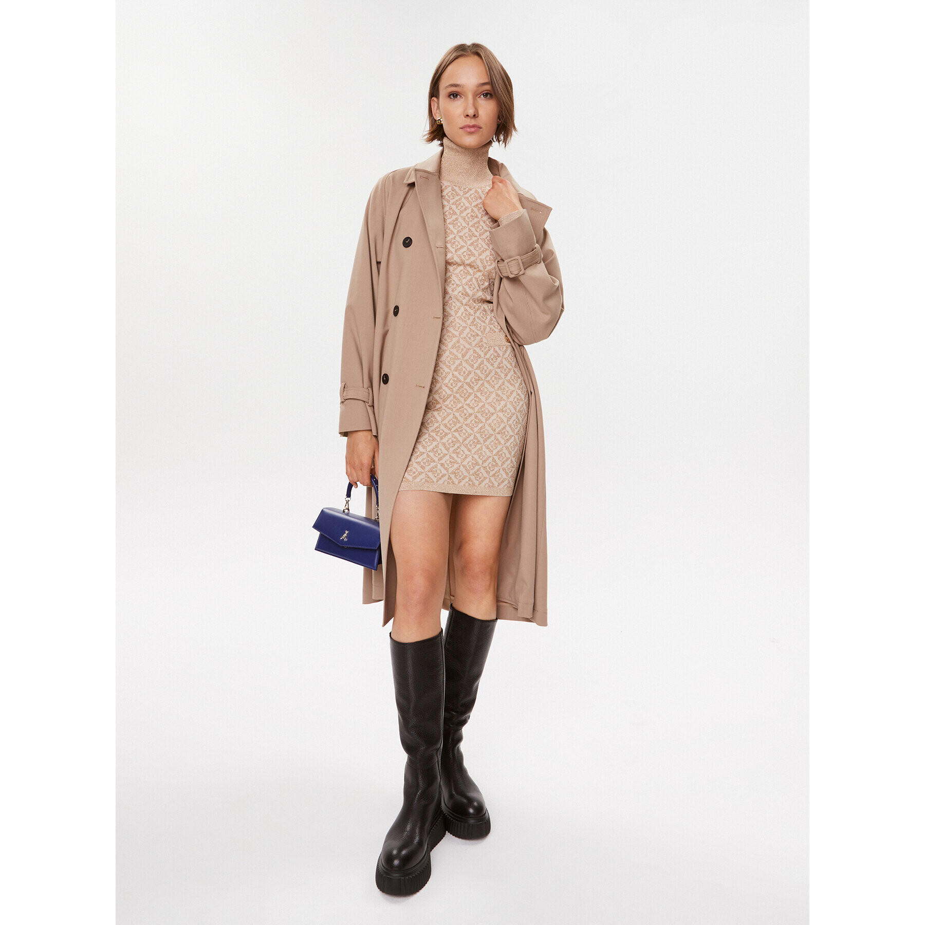 Gaudi Плетена рокля 321FD13004 Бежов Regular Fit - Pepit.bg