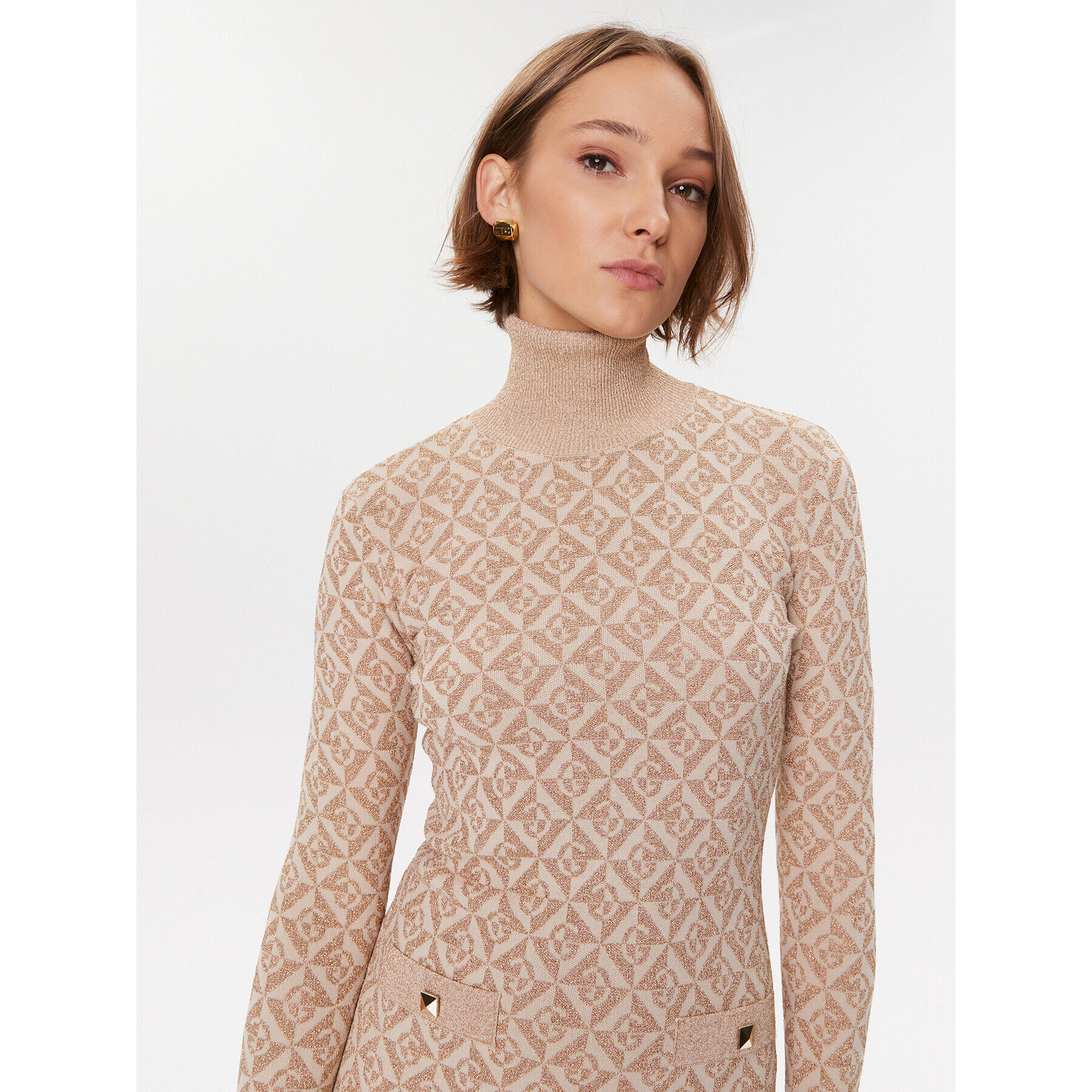 Gaudi Плетена рокля 321FD13004 Бежов Regular Fit - Pepit.bg