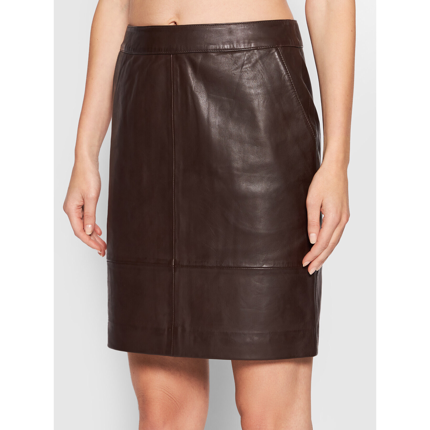 Gestuz Кожена пола Char 10903813 Кафяв Regular Fit - Pepit.bg