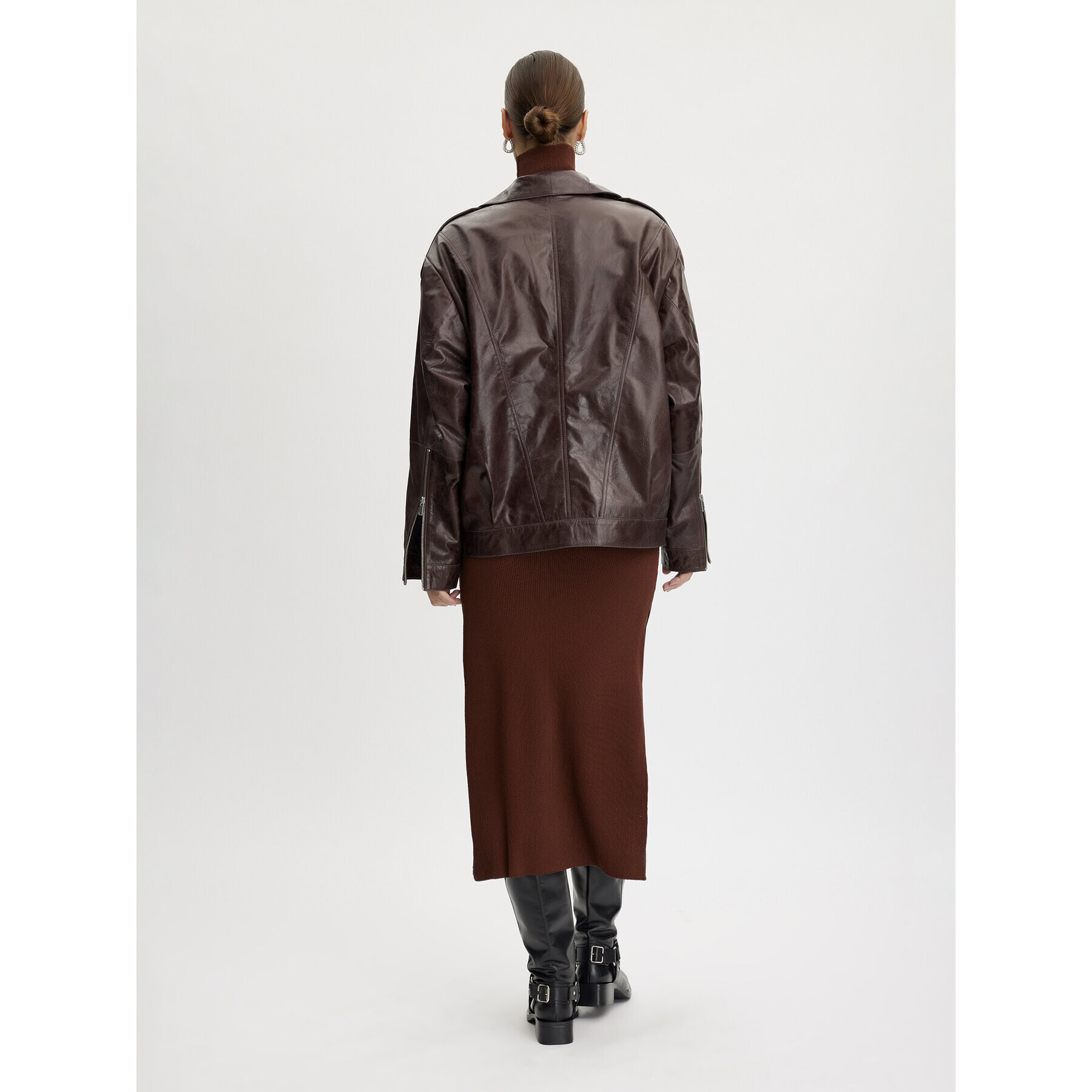 Gestuz Кожено яке 10908392 Кафяв Relaxed Fit - Pepit.bg