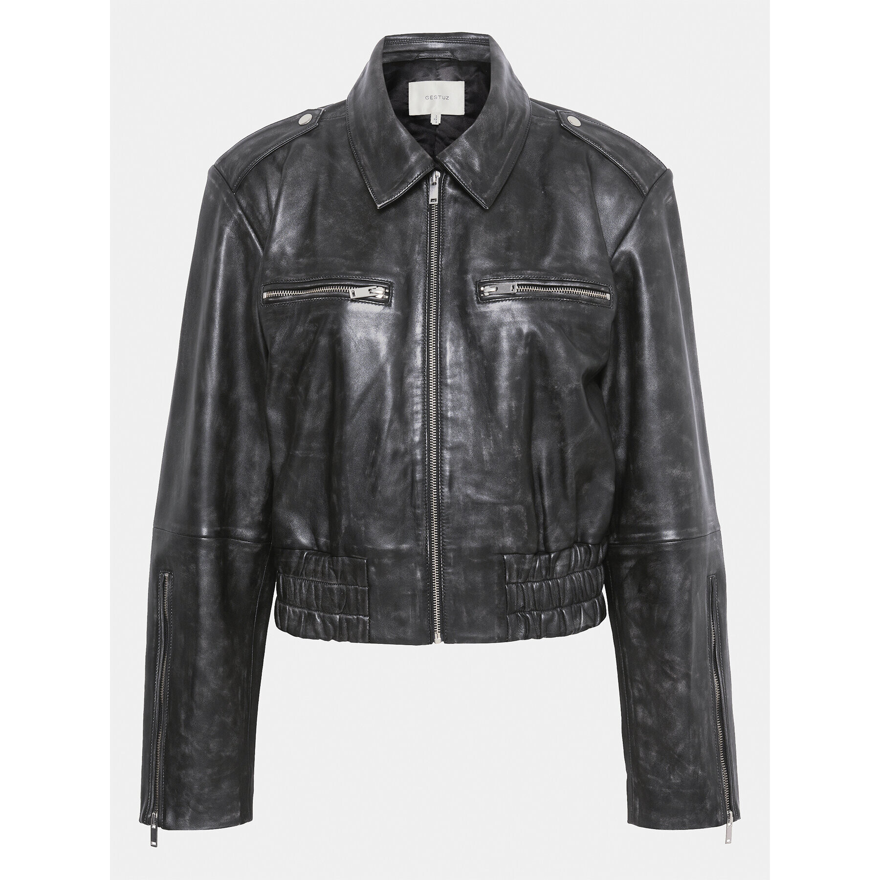 Gestuz Кожено яке Gemma 10908766 Черен Relaxed Fit - Pepit.bg