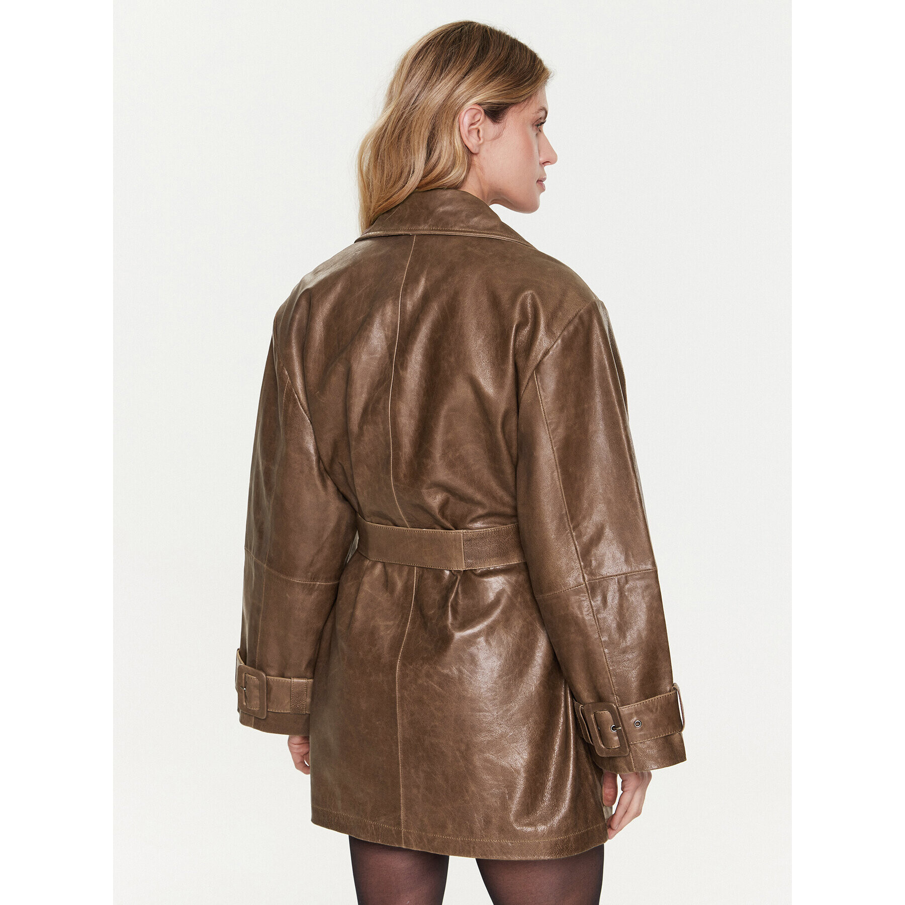 Gestuz Кожено яке Rue 10906851 Кафяв Oversize - Pepit.bg
