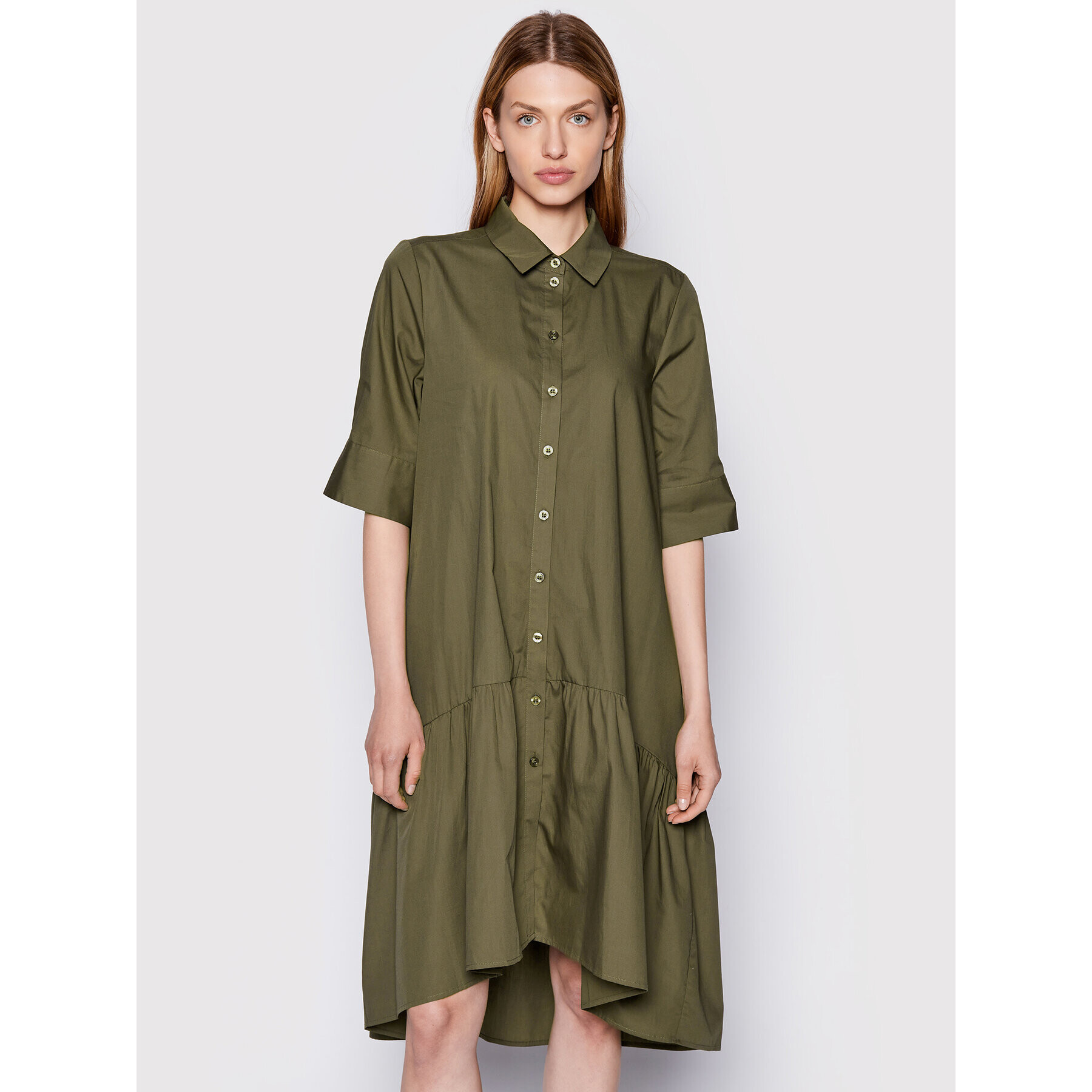Gestuz Рокля тип риза Avaligz 10906320 Зелен Loose Fit - Pepit.bg