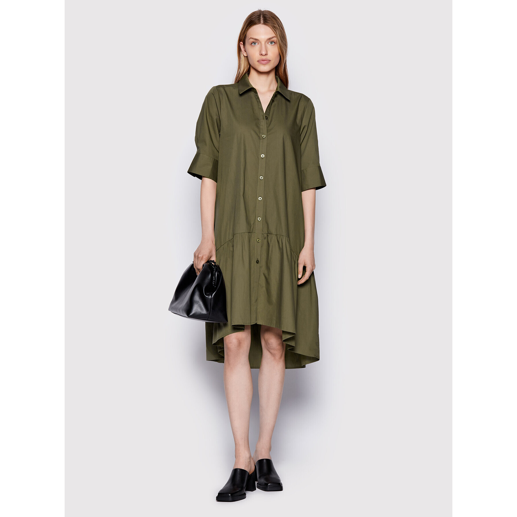 Gestuz Рокля тип риза Avaligz 10906320 Зелен Loose Fit - Pepit.bg