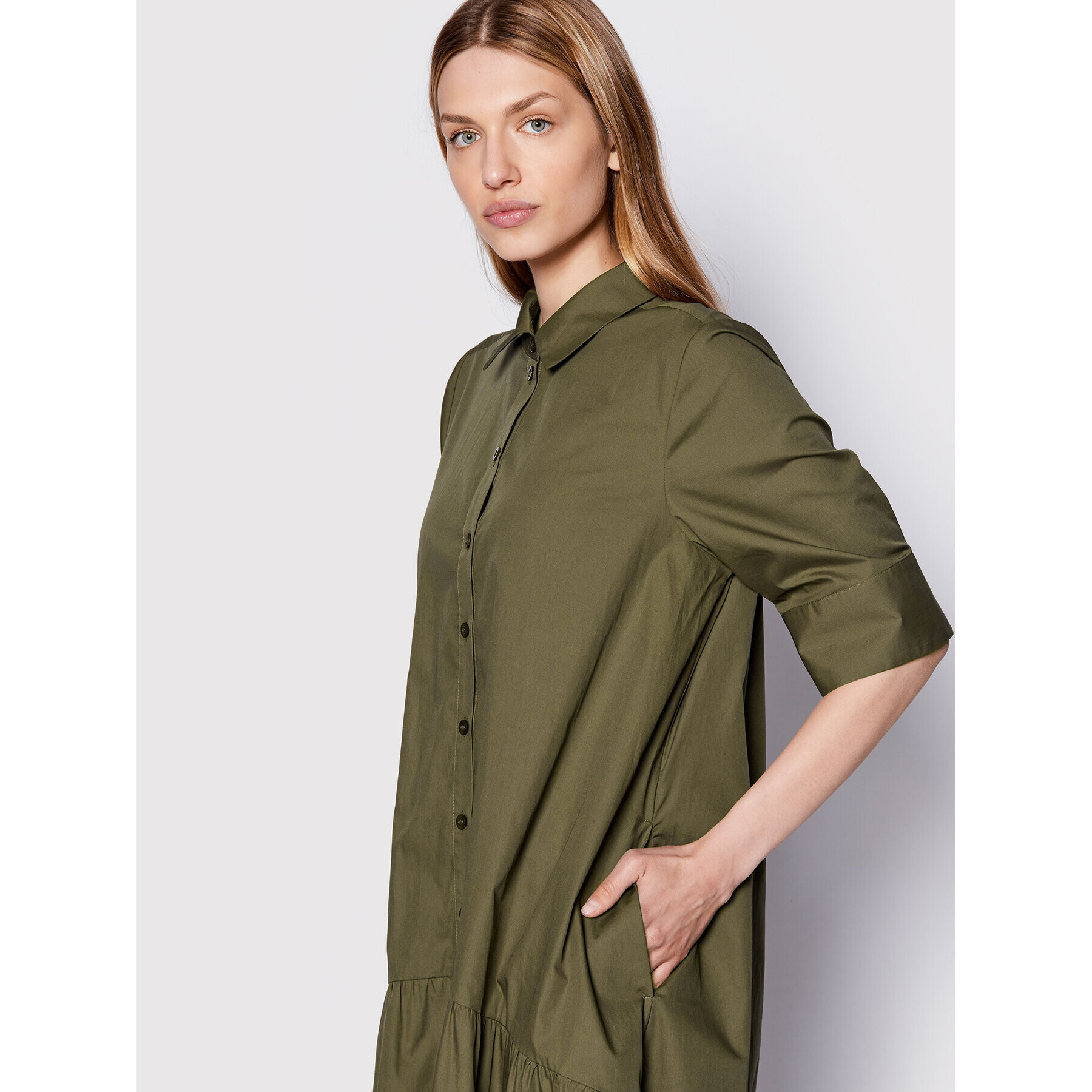Gestuz Рокля тип риза Avaligz 10906320 Зелен Loose Fit - Pepit.bg