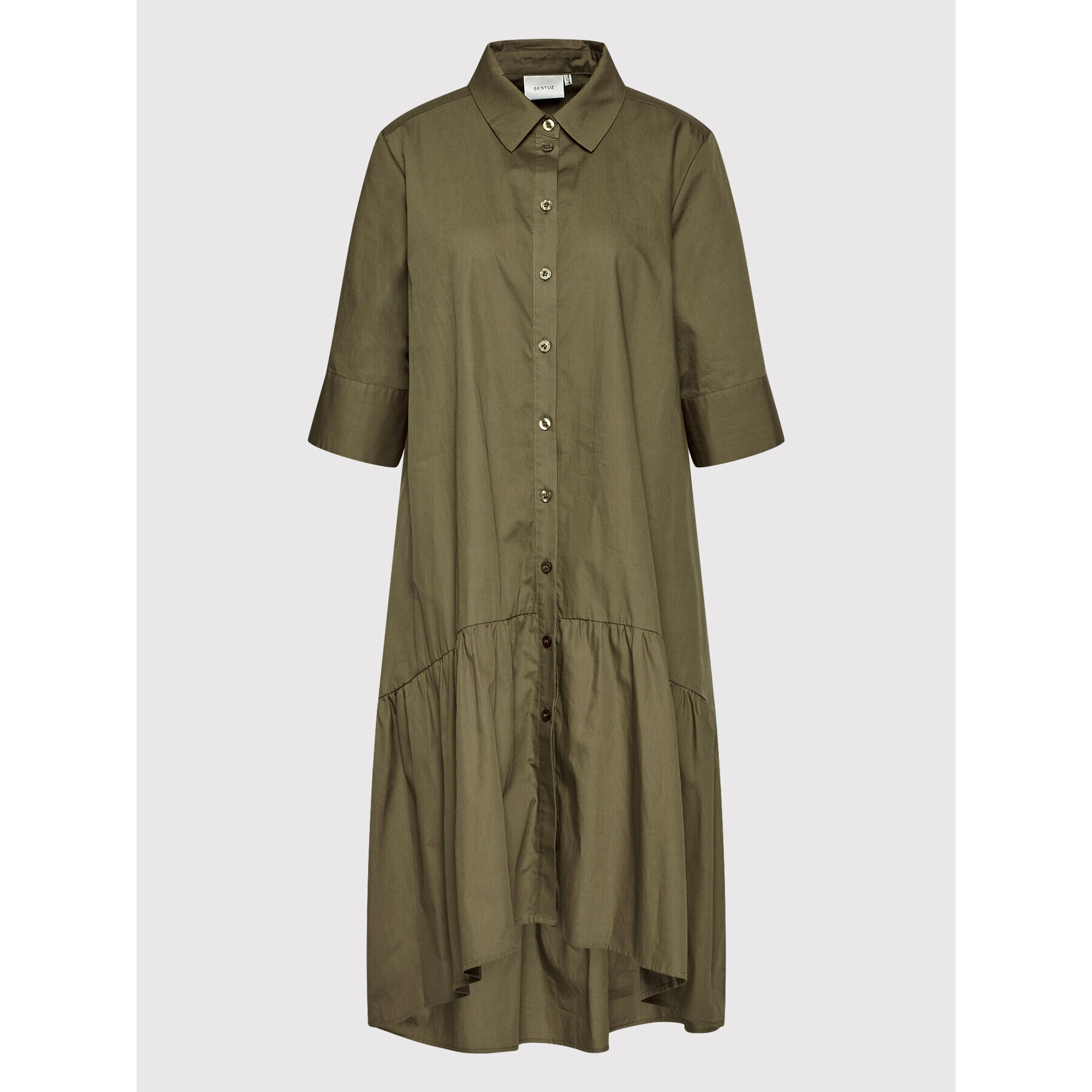 Gestuz Рокля тип риза Avaligz 10906320 Зелен Loose Fit - Pepit.bg